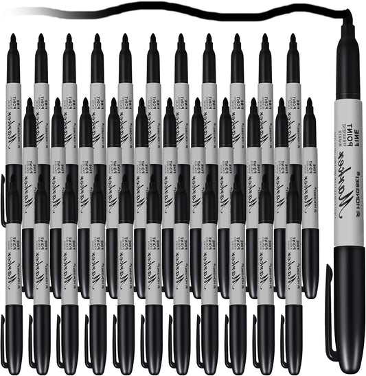 Thenshop 60 Pack Permanent Markers Bulk Black Permanent Marker Set Fine Point Pens Work on Wood, Metal, Stone, Glass