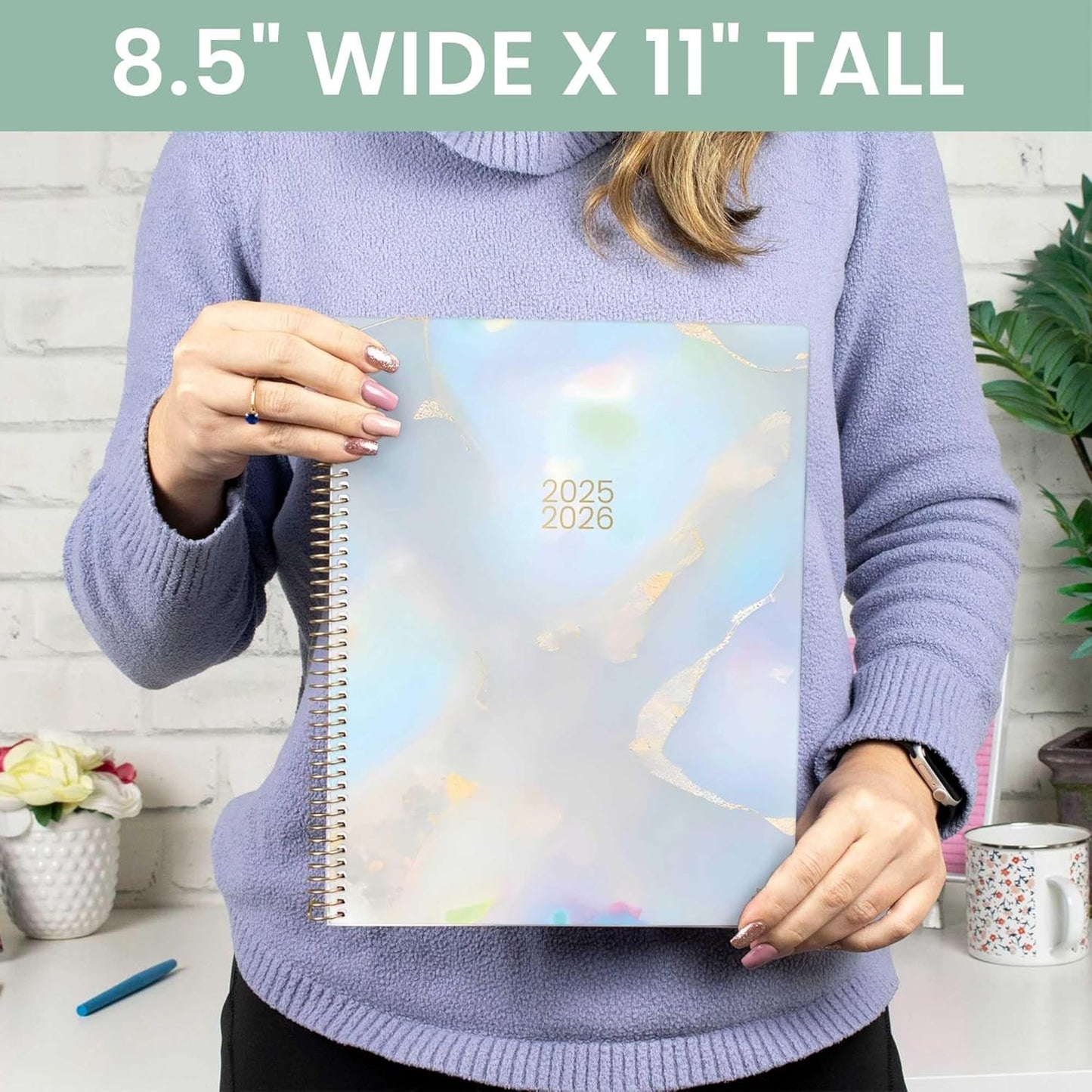 bloom daily planners 2025-2026 (8.5" x 11") Academic Year Day Planner (July 2025 - July 2026) - Weekly & Monthly Dated Agenda Organizer with Stickers & Tabs - Iridescent Opal