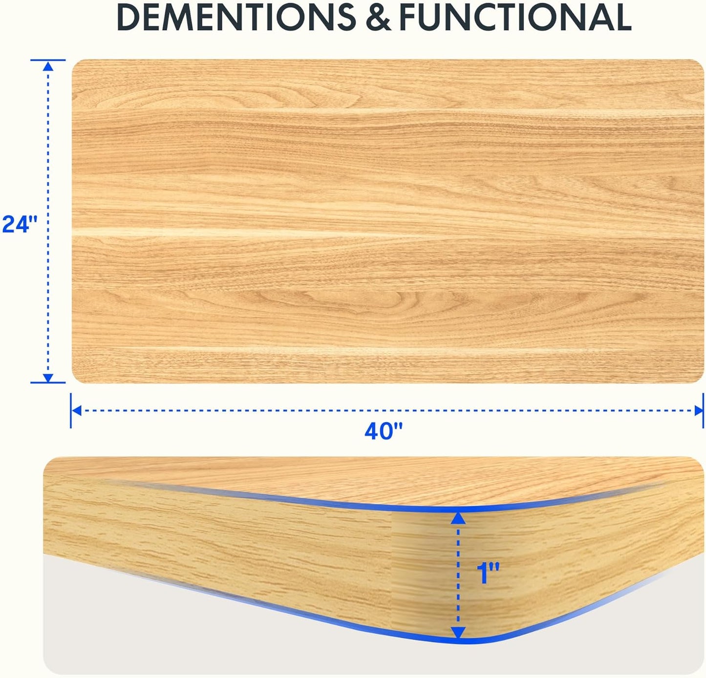 FLEXISPOT EN2 Whole-Piece Standing Desk with Clamp Power Strip, 40 x 24'' Electric Stand Up Height Adjustable Desk with Cable Management (Black Frame + 40" Maple Top, 2 Packages)