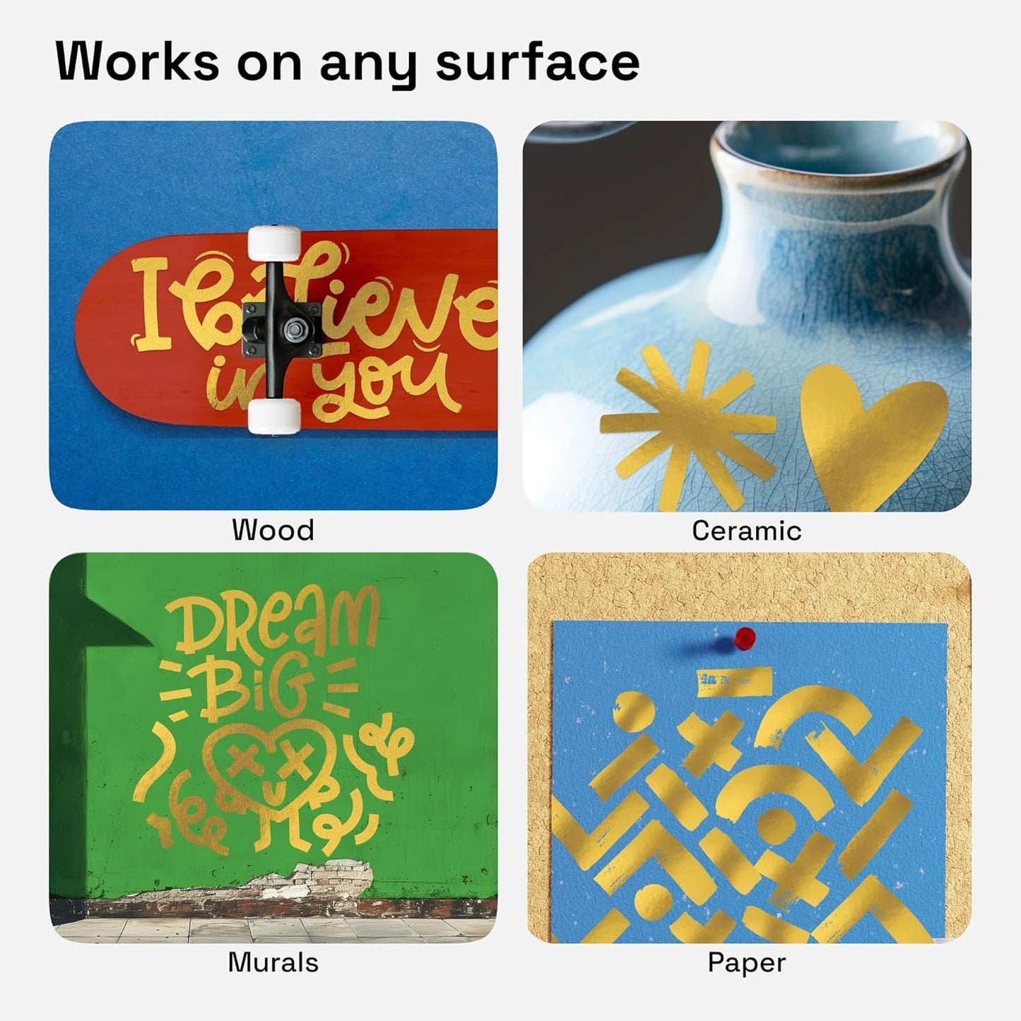 ARTISTRO 2 Gold Acrylic Paint Markers - 15mm Jumbo-Tip Paint Pens - Perfect for Crafting, Art Projects, & More