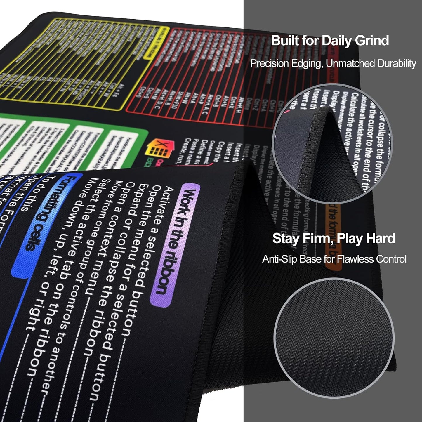 Efficiency Boost Excel Shortcut Keys Mouse Pad - Quick Reference Guide XXL Mouse Pad for Keyboard Shortcuts-90x40 Excelcut