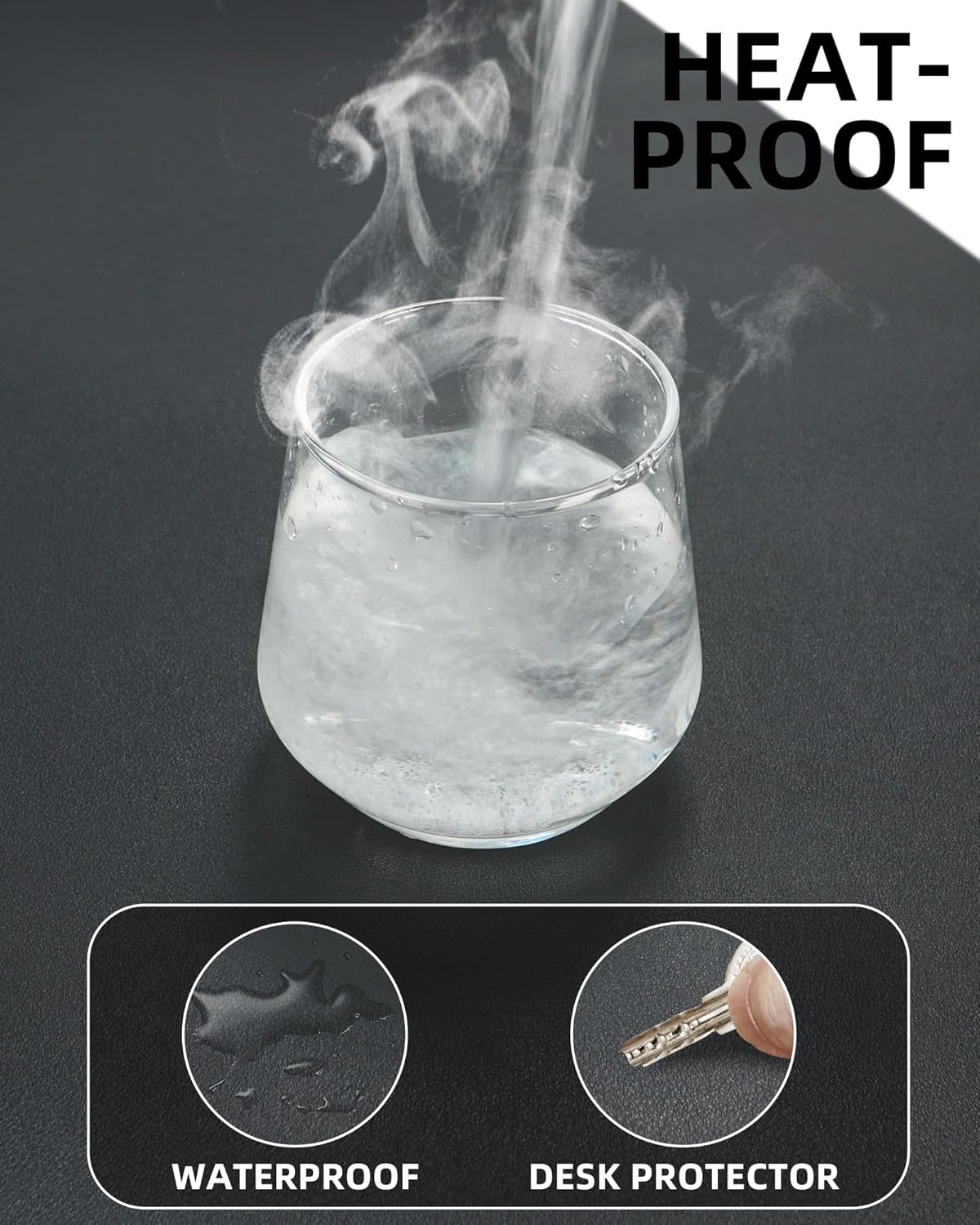 Leather Desk Pad Large Mouse Pad Computer Laptop Desk Mat Non-Slip Waterproof Table Blotter Desktop Writing Pad for Office and Home (Black, 80 x 40cm)