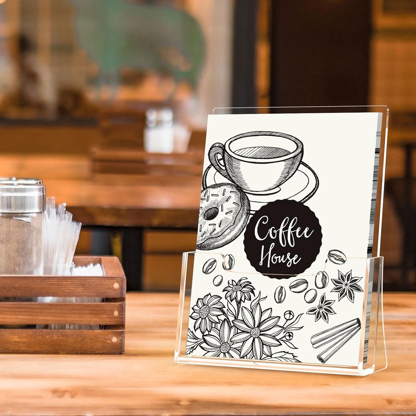 HIIMIEI Brochure Holder 8.5 x 11 inches, Acrylic Flyer Holder with 2 Pack, Plastic Stands for Displaying Magazines, Pamphlets, Literature, Brochures, Booklets, Menu