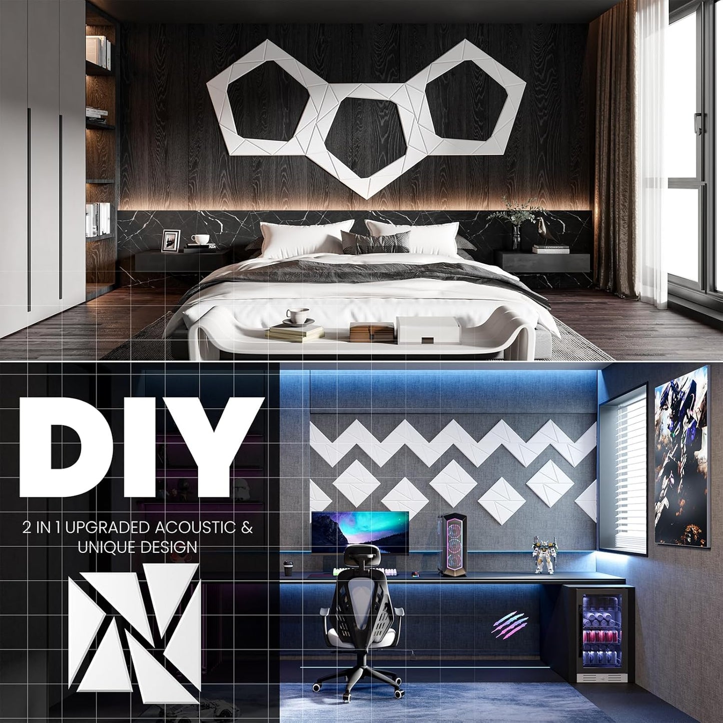 8 Pack Acoustic Panels with Self-Adhesive, 12"X 12"X 0.4"Sound Proof Foam Panels, Sound Panels High Density, Soundproof Wall Panels for Home Studio Office-White