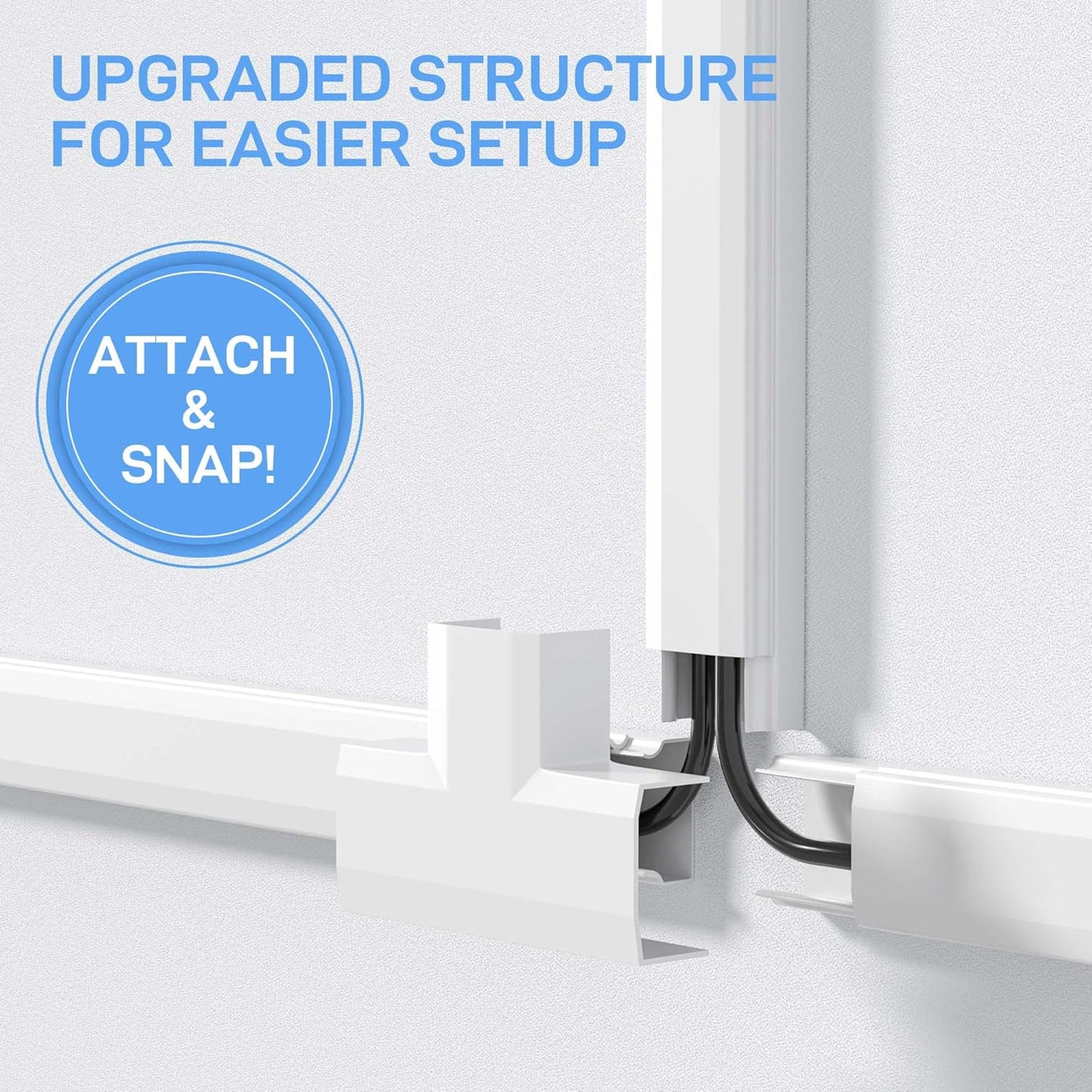 Delamu Cord Hider, Large Cord Covers for 2-3 Wires, Wire Covers for Cords Cable Hider, 94.5in Wire Hiders for TV on Wall, Easy Set up Cable Cover Management Kit, 6X L15.7 W1.0 H0.53in