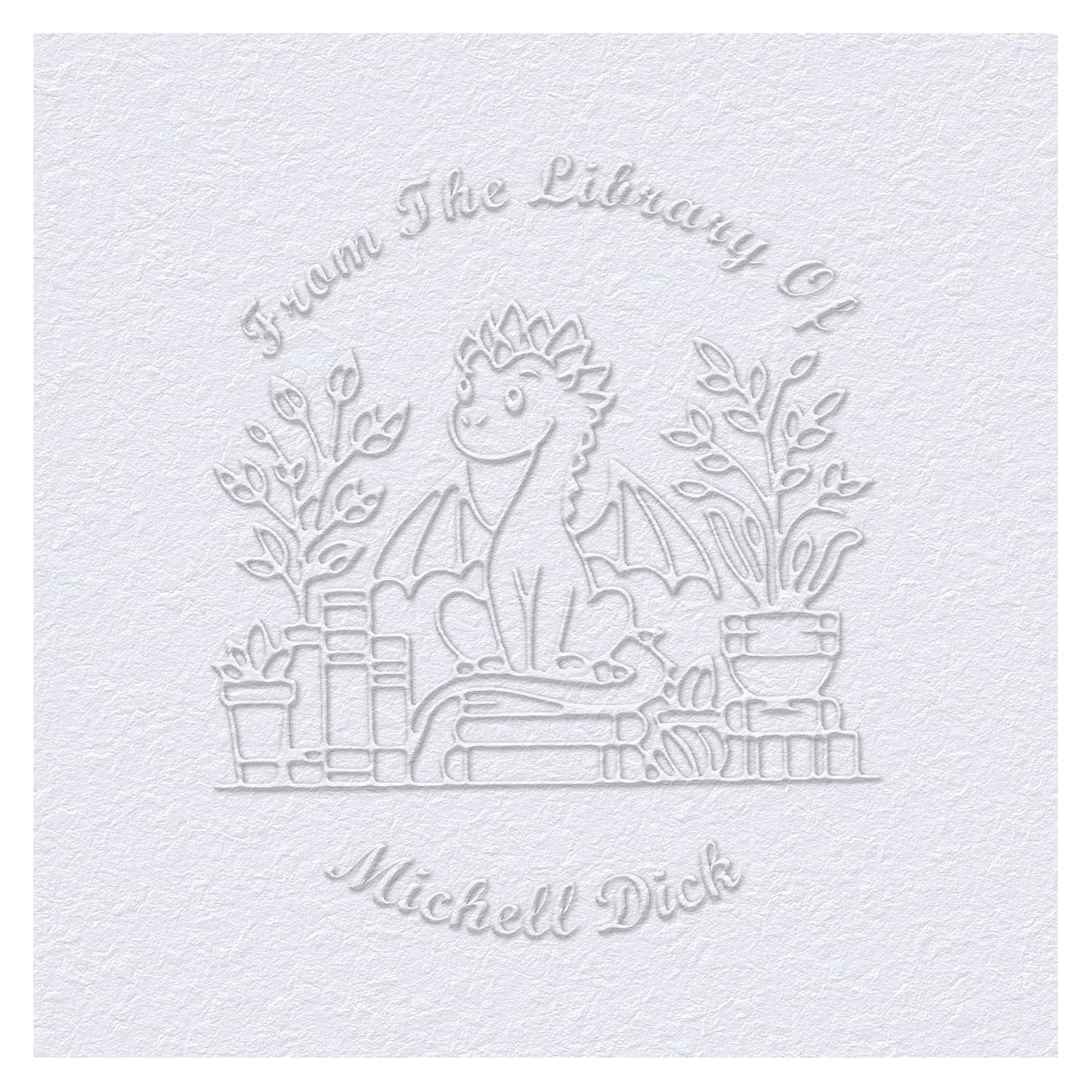 Book Embosser Custom Embosser Stamp with Your Name or Design Personalized Library Embosser Stamp Customized Books Business Cards Paper Documents Notebooks etc. (Dragon Theme - 05)