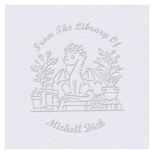 Book Embosser Custom Embosser Stamp with Your Name or Design Personalized Library Embosser Stamp Customized Books Business Cards Paper Documents Notebooks etc. (Dragon Theme - 05)