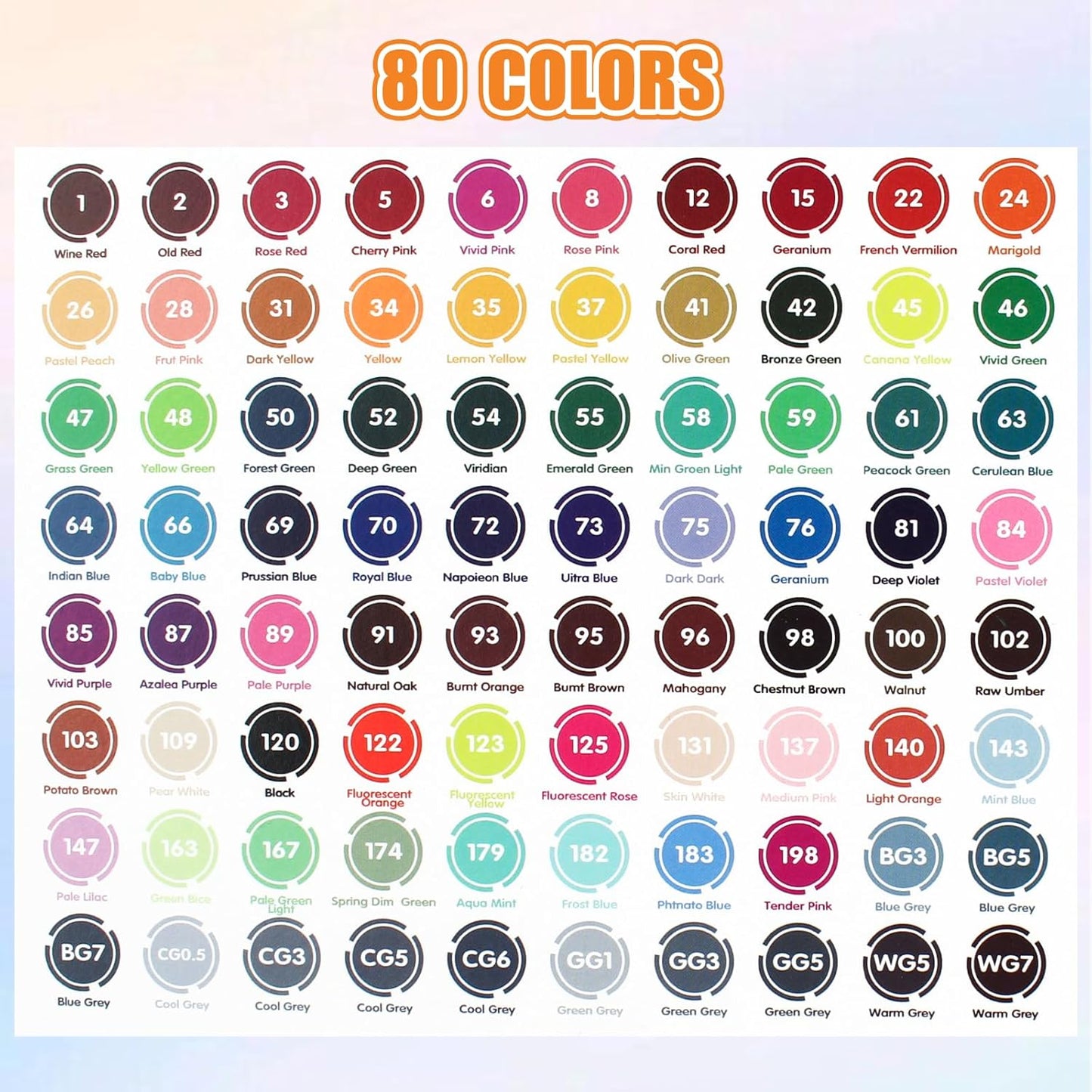 YHC 80 Colors Alcohol Brush Marker with Free App,Dual Tips Art Markers for Adults and Kids, Alcohol Based Brush & Chisel Tips Markers for Drawing, Coloring, Painting, Sketching