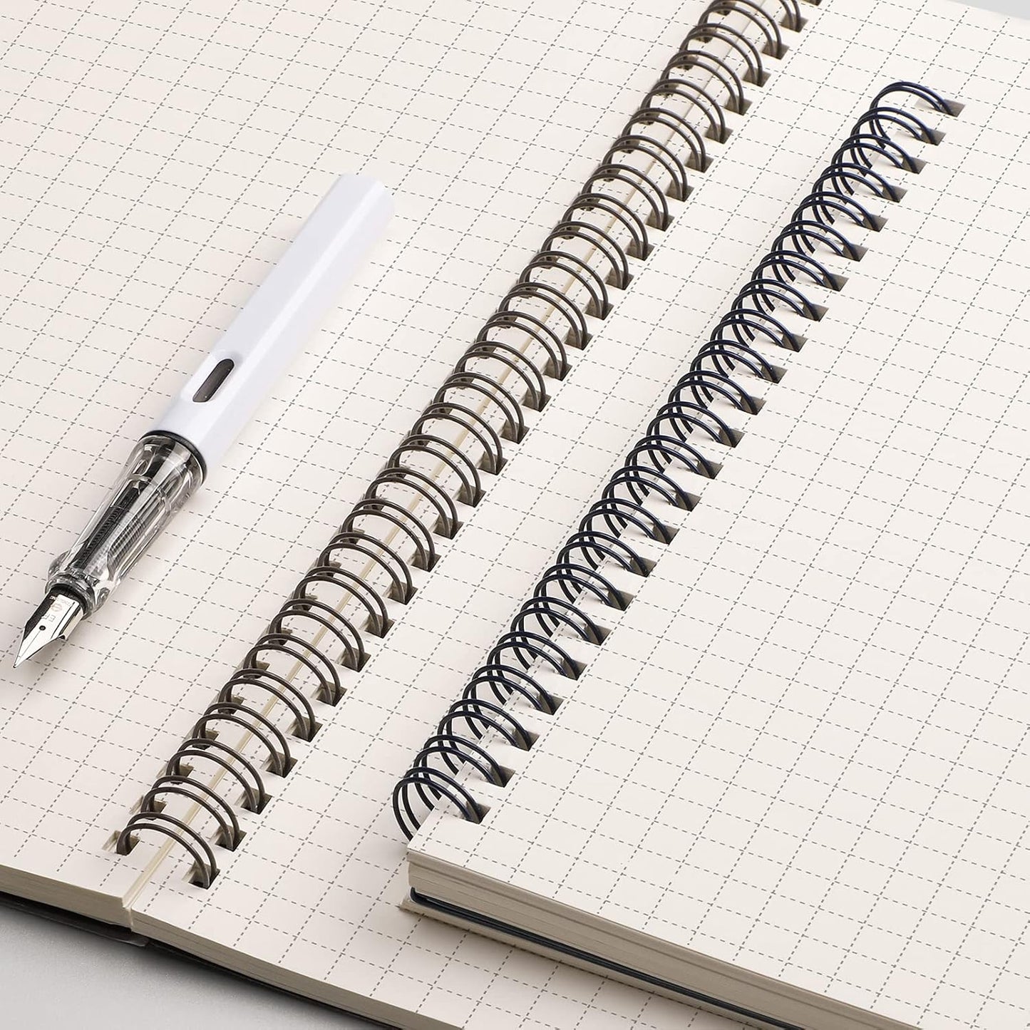 EMSHOI Graph Spiral Notebook 4 Pack, A5 Graph Paper Notebook/Journal, Waterproof PVC Cover, 100GSM Thick Paper, with Free Sticky Notes, 80 Sheets/160 Pages Per Book, 5.7" x 8.22", Coffee Blue