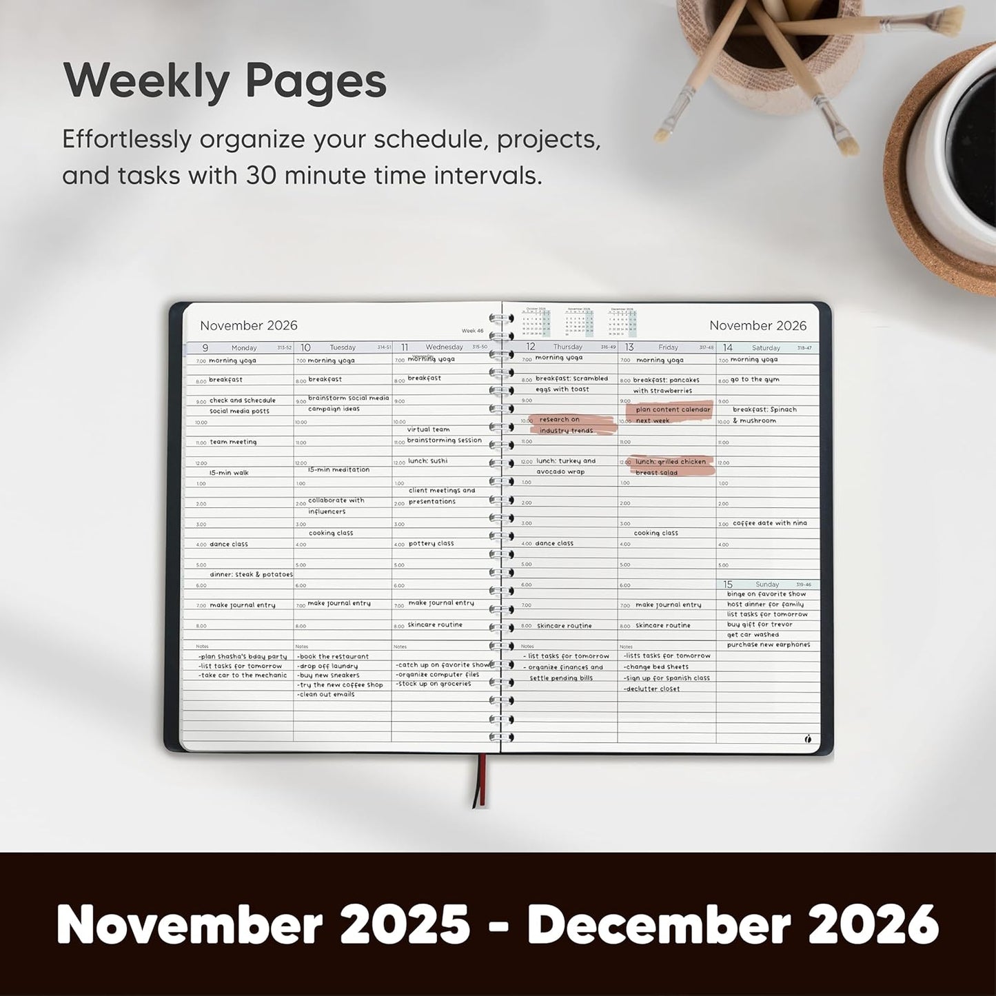2026 Planner Weekly and Monthly – Hourly Appointment Book 2026 – Softcover, Twin-Wire Binding – Teacher Planner, Simple Design for Productivity - 6.5 x 8.5