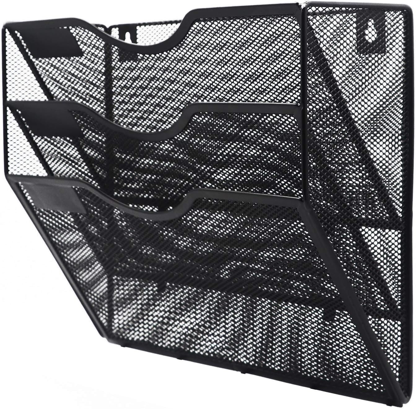 Kuntine.B Wall File Organizer Office Hanging Magazine Holder Wall File Organizer for Office Home (Black, 3 Tier)