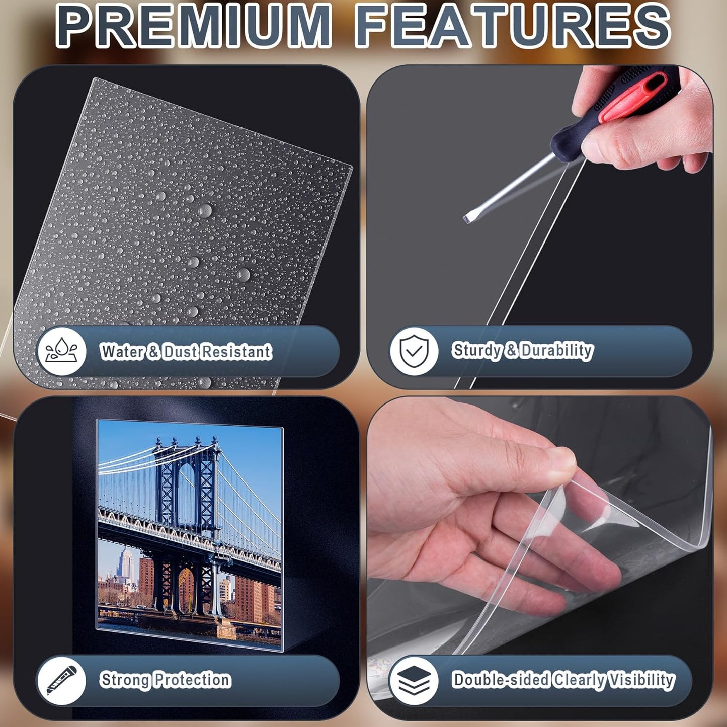 2 Pcs 18" x 24" Rigid Print Protectors Clear Hard Sheet Protectors Heavy Duty Top Loading Crystal Poster Sleeves Picture Frame Hard Plastic Sleeves for Art Prints Photos Documents Blueprint