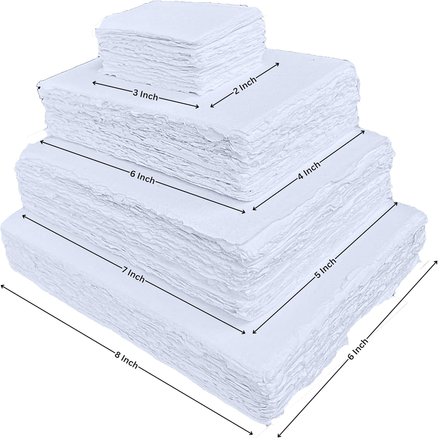 Handmade Deckle Edge Blank Paper - Mixed Media Loose Leaf Paper for Postcards, Invitations, Crafts and Announcements - White Color - Package of 50 - Thick 150 GSM - 4 x 6