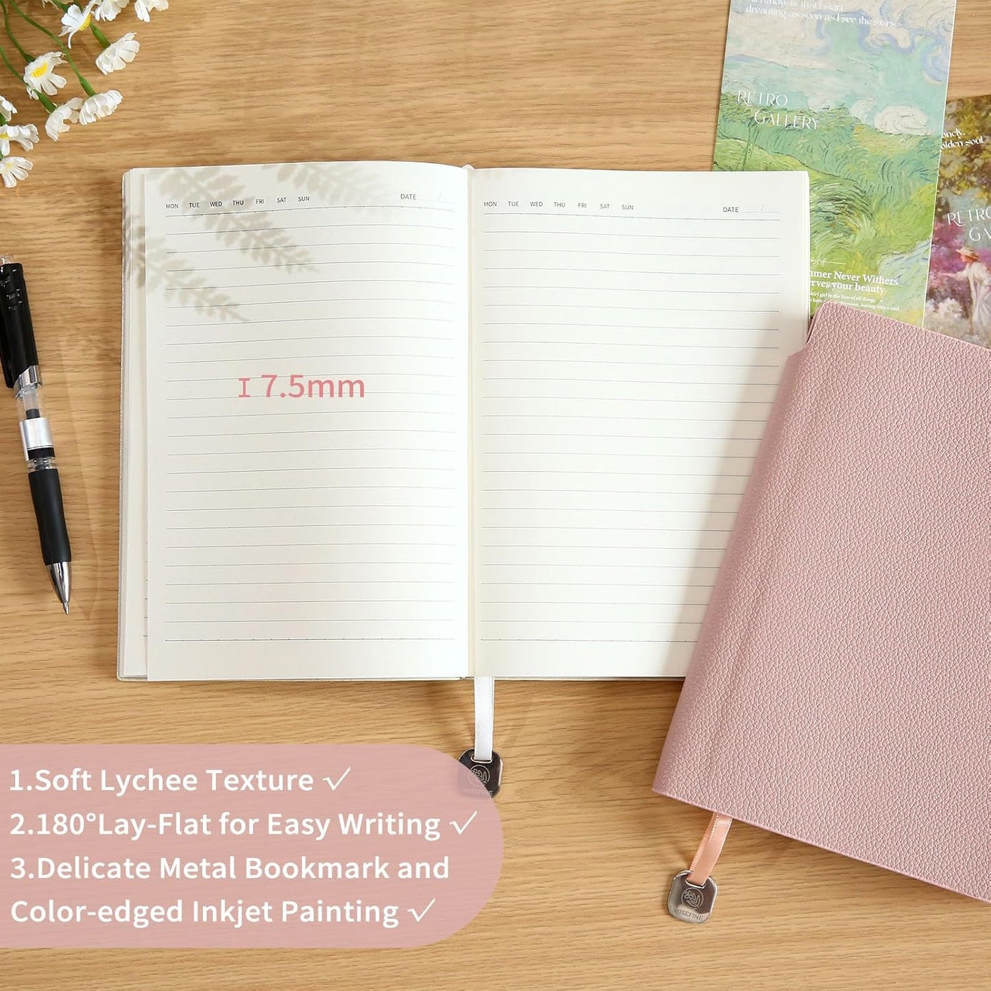 Lined Journal Notebook for Women A5 Softcover PU Leather Journals for Writing, 160 Pages Daily Journaling, College Ruled Notebooks for Work School, Business 6.38'' X 8.28'' Red