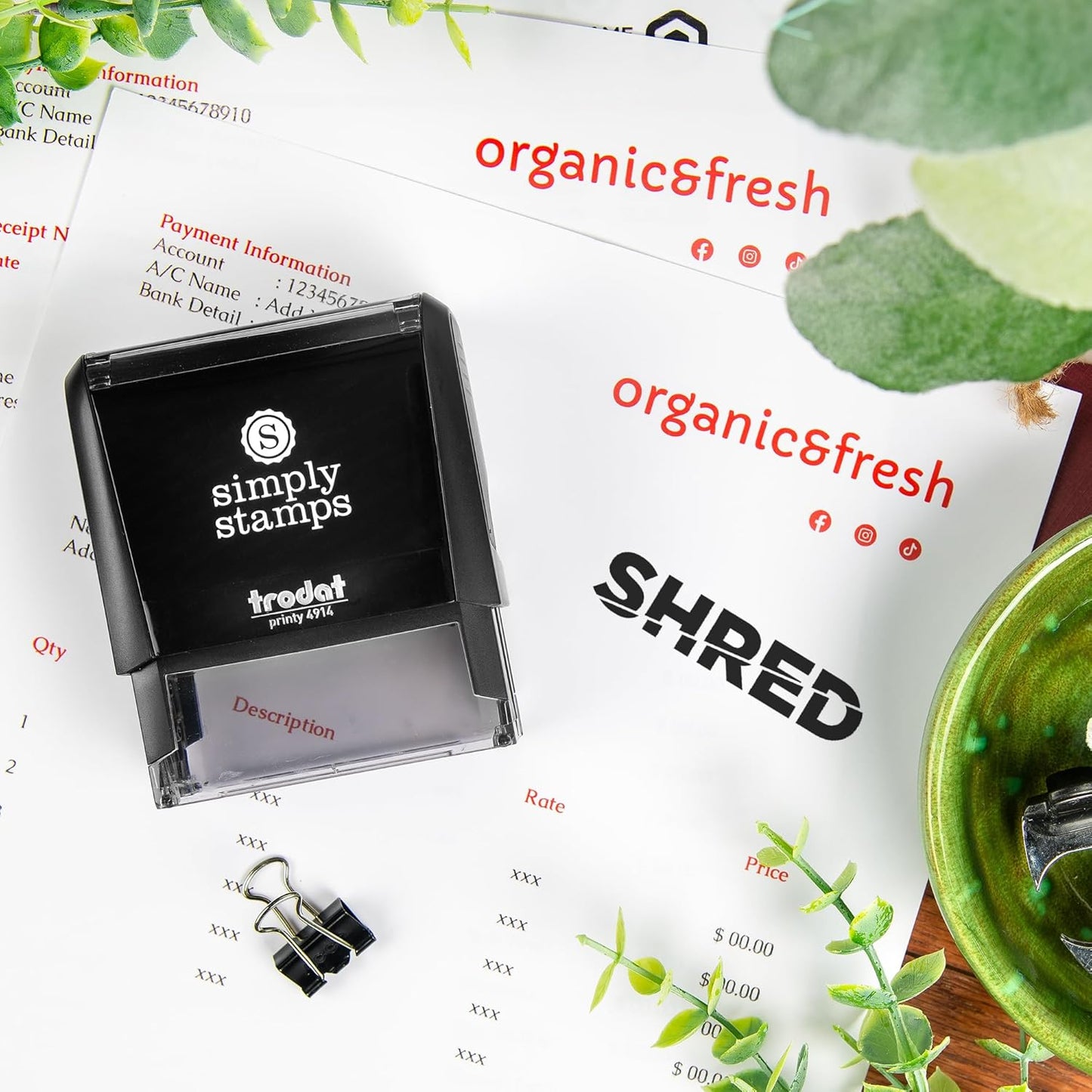 Shred Office Stamp | 4 Different Sizes | 20 Designs | Multiple Color Options | Perfect for Quick Validation of Office Documents (Shred, Xtra Large)