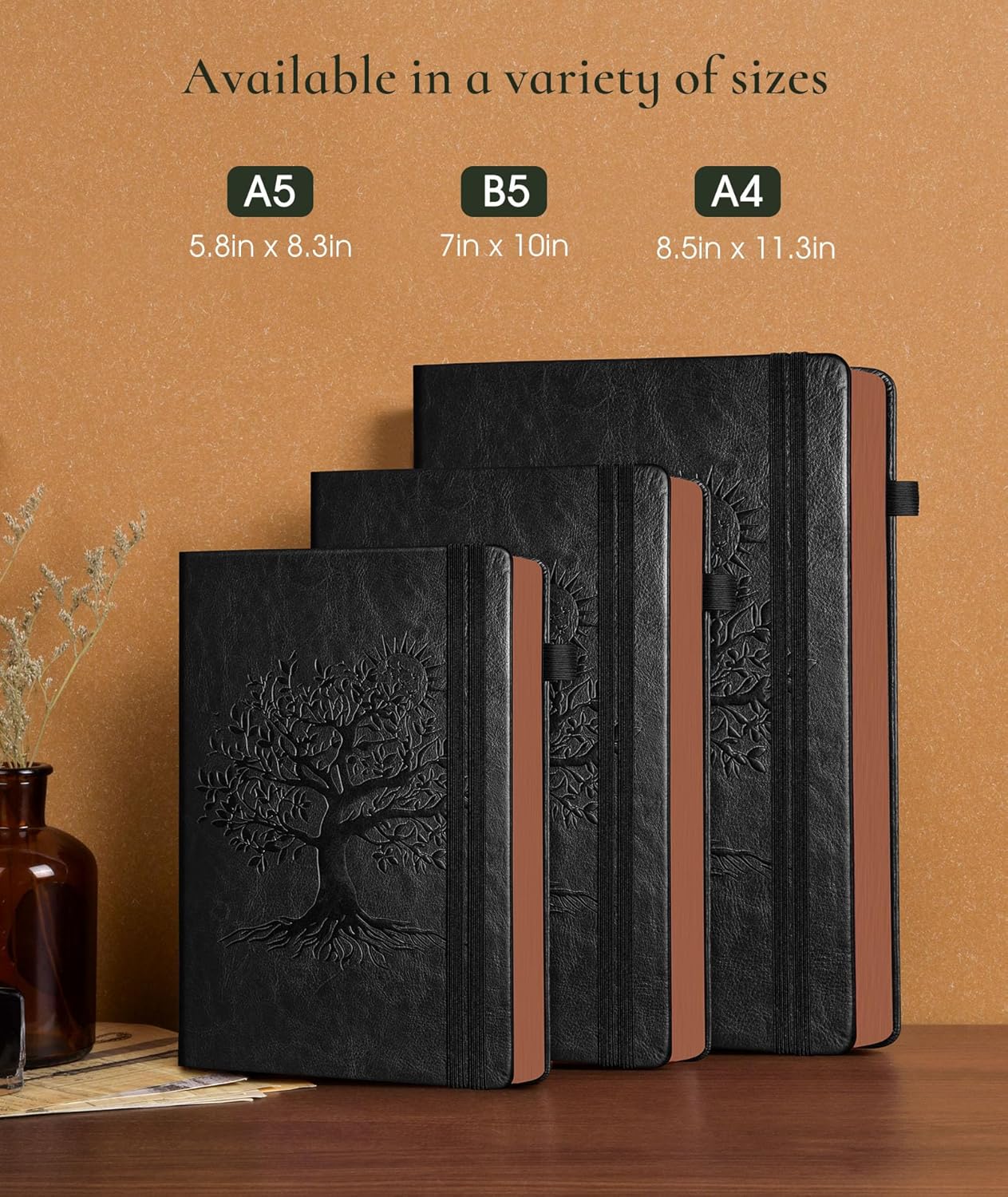 Vintage Leather Journal with 300 Numbered Pages,A4 Lined Journal for Men Women,Daily Journals for Writing,College Ruled Notebook for Work,School,Note taking,Travel Diary,Large (8.5" X 11.3")