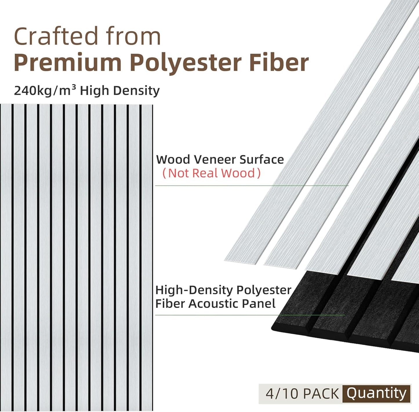 TO-TH Wood-Look Acoustic Wall Panels, 10 Pack 47.2” x 23.6” Acoustic Panels, Decorative Sound Absorbers Sound Dampening Panels for Home, Office, Basement, White Oak