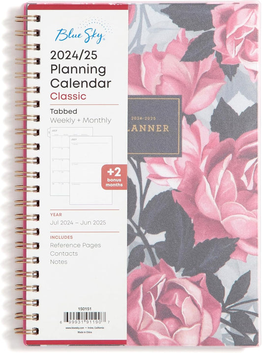 Blue Sky 2024-2025 Academic Year Weekly and Monthly Planner, July 2024 – June 2025, 5" x 8", Frosted Flexible Cover, Wirebound, Roosevelt Pink (150151)
