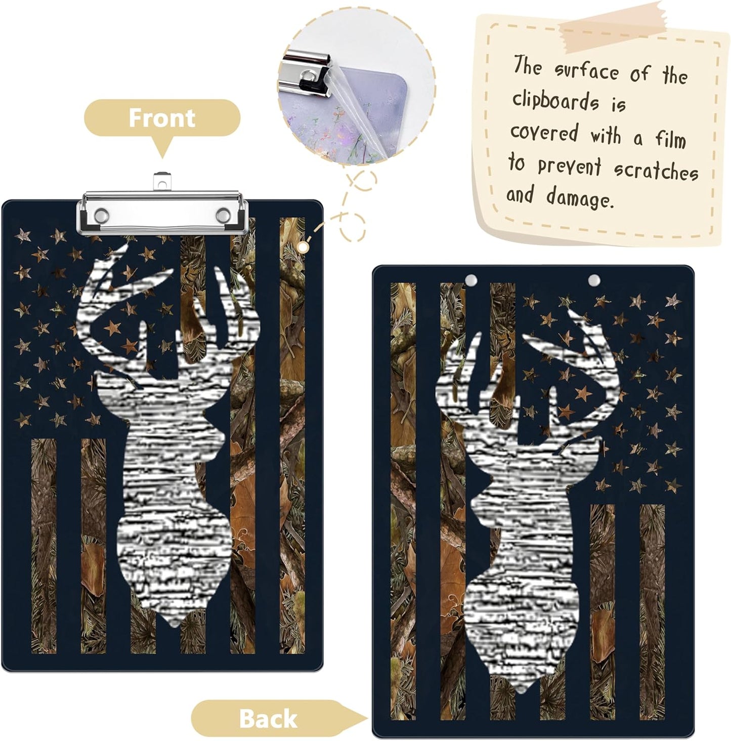 Camouflage Flag Plastic Clipboards,Decorative Plastic Acrylic Clipboard for Teacher Social Worker Students Office Supplies 8 * 12