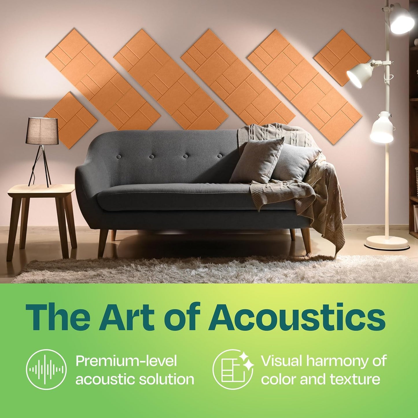 Acoustic Panels 12-Pack Soundproof Wall Panels 12"x12"x0.4" Decorative Sound Dampening for your Home, Office, Studio, Bedroom & More with Unique GridFrame Carving [70'S Orange]