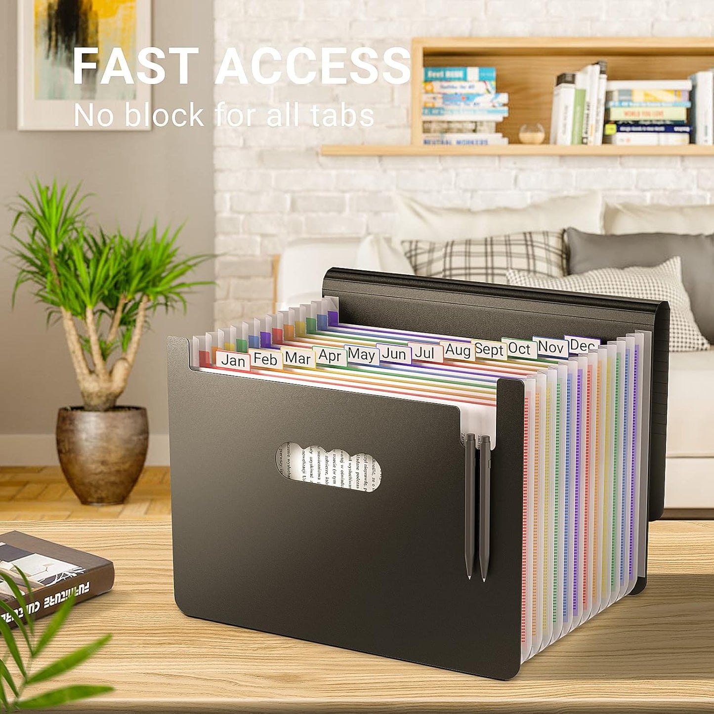 Accordion File Organizer,Expanding File Folders with Handle,12 Pockets Accordian Document Organizer Expandable Filing Box,Portable File Box for Paper Receipt Bill,A4/Letter Size,2 Tabs,Frosted