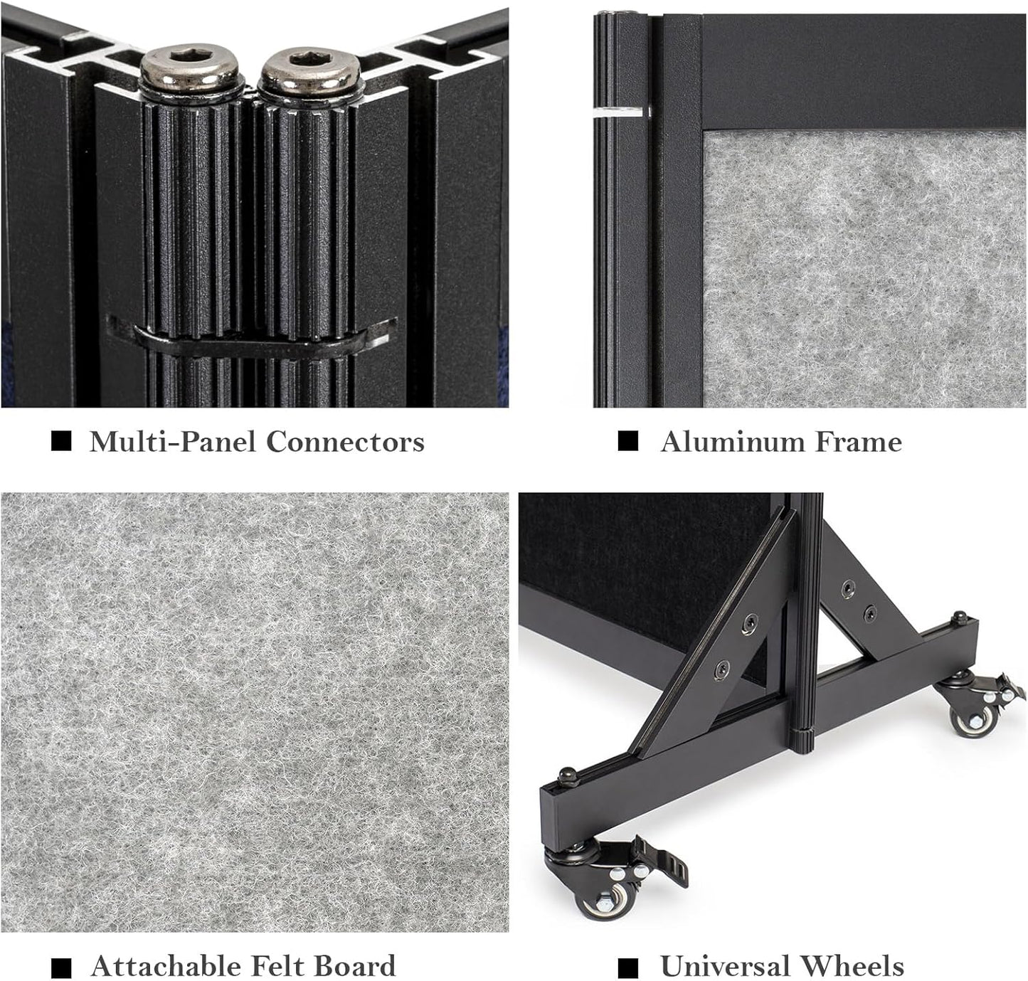 Room Partition,Office Divider,Portable Commercial Screen Dividers,Privacy Partition Separator,Classroom School Dividers, 8'5"L* 6'7"H,4 Panel,Light Grey