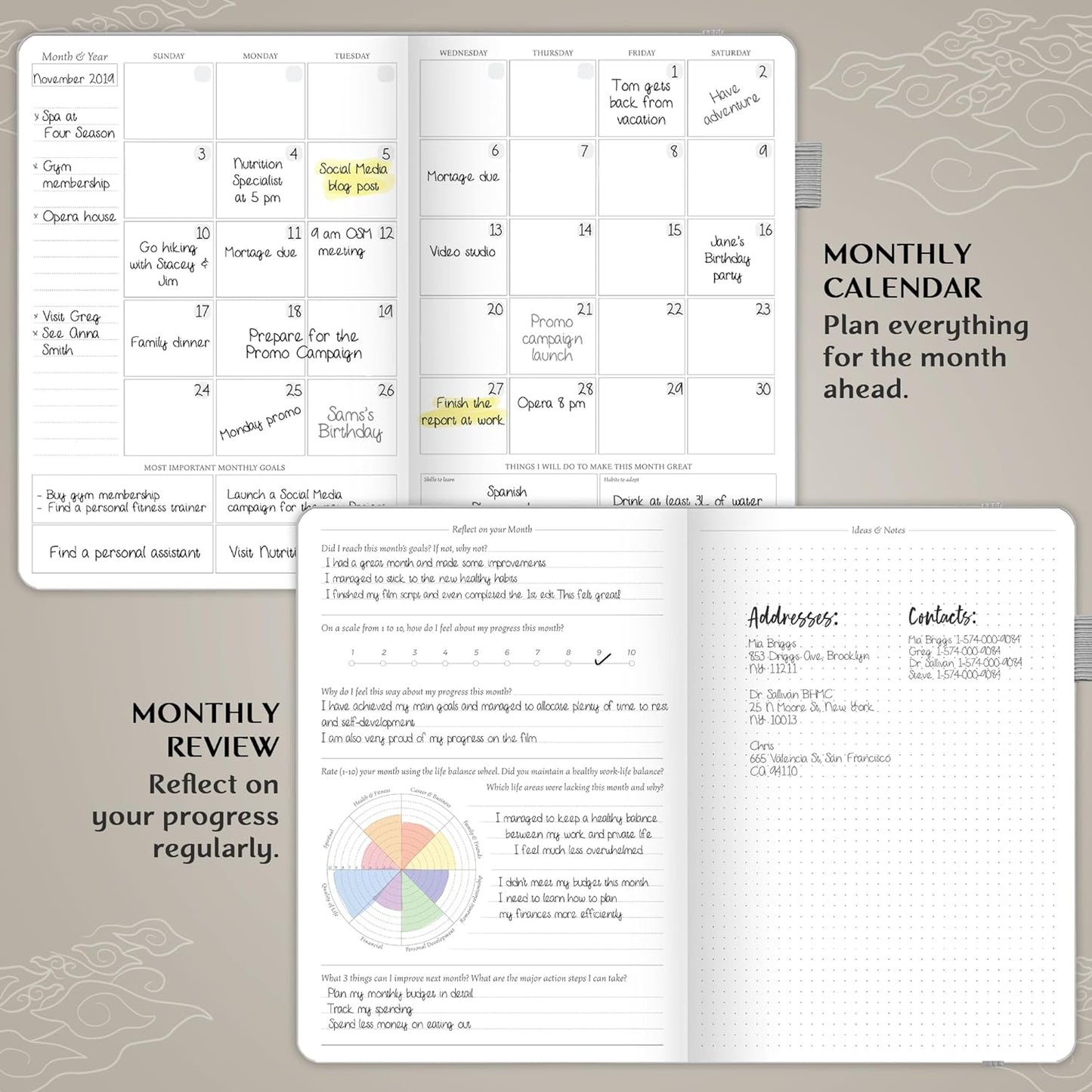 Legend Planner PRO – Deluxe Weekly & Monthly Life Planner to Increase Productivity and Hit Your Goals. Time Management Organizer Notebook – Undated – 7 x 10" Hardcover + Stickers – White