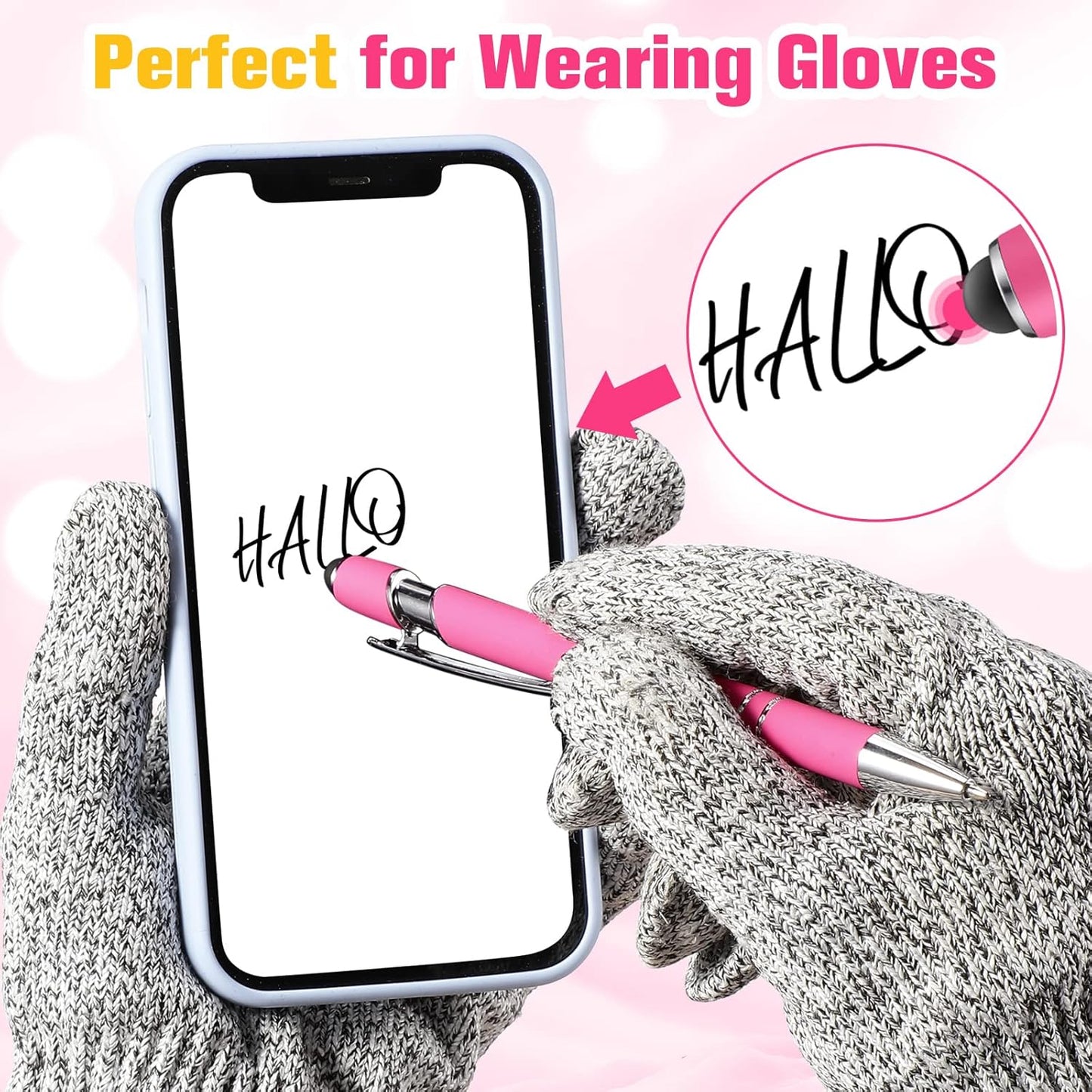 Zonon 38 Pieces Rubberized Ballpoint Pen with Stylus Tip Stylish Metal Pen Capacitive Styli with Soft Rubberized Grip, Black Ink for Most Devices(Hot Pink)