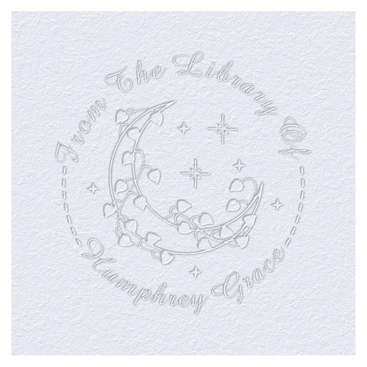 Customized Book Embosser Color Heart Moon Star Stamp with Your Name or Design Personalized Library Embosser Stamp Custom Books Business Cards Paper Documents Notebooks etc.. (Moon-02)