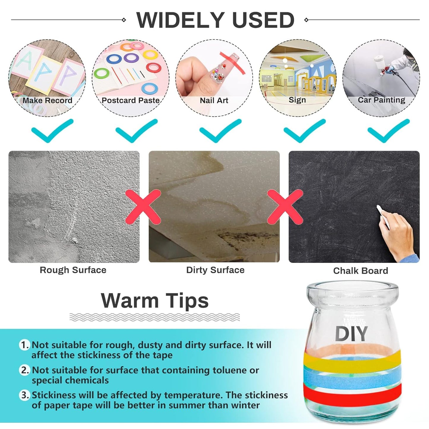 selizo 20 Rolls Whiteboard Tape, 1/8" Thick, Pinstriping & Draping Tape for DIY Art Crafts