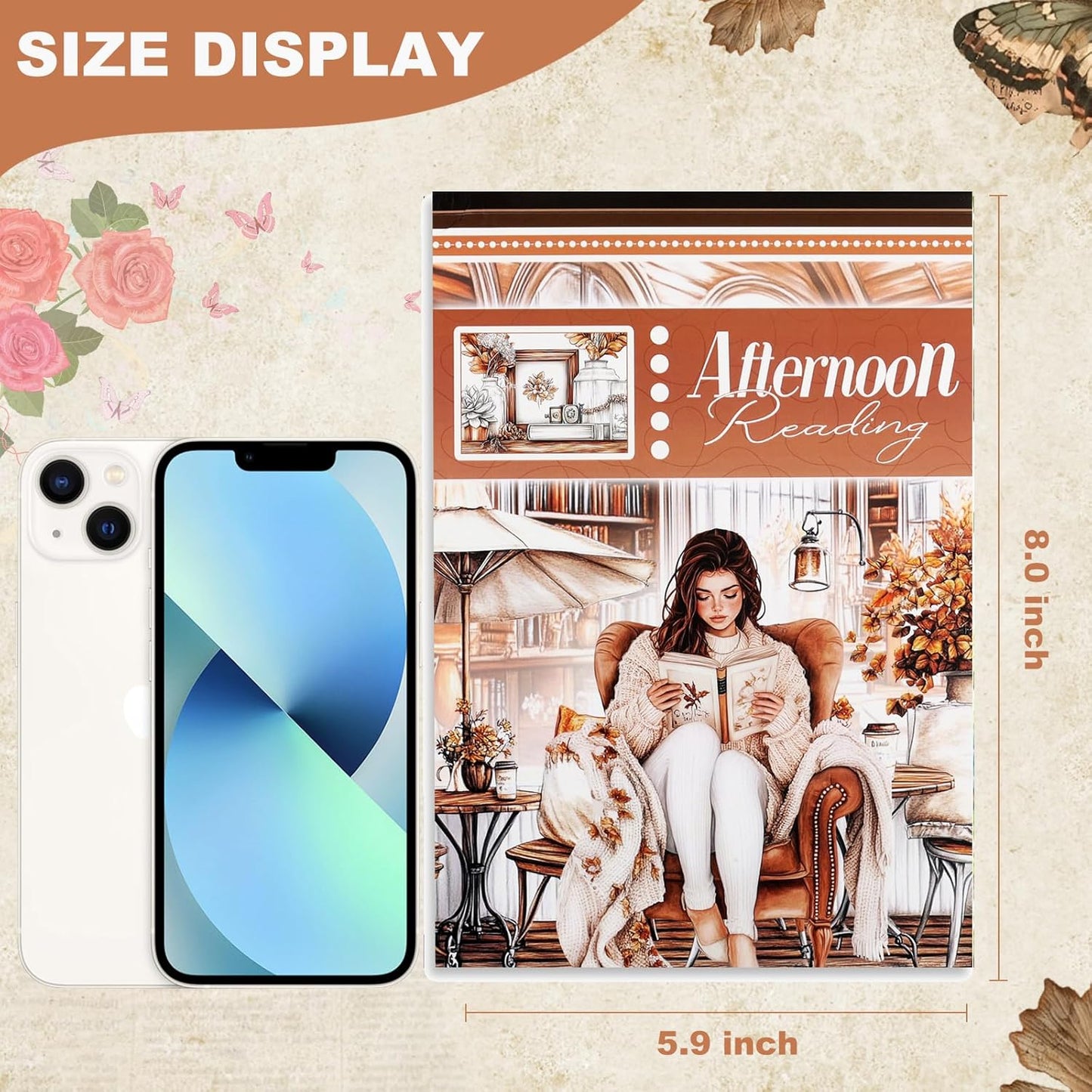 A5 Size Journaling Stickers -200 Pre-Cut Washi Stickers for Junk Journal & Scrapbooking Transparent Reading Girls Journal Sticker