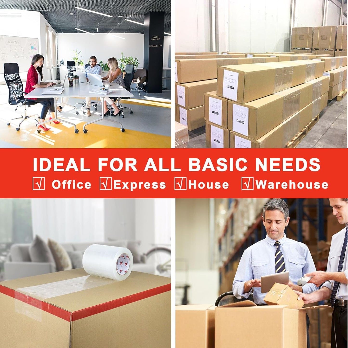 BOMEI PACK Clear Shipping Tape 6" Wide, 6 inch x 110 Yards (330ft), Industrial Grade 6 inch Heavy Duty Packing Tape for Box Office Moving, Shipping and Mailing