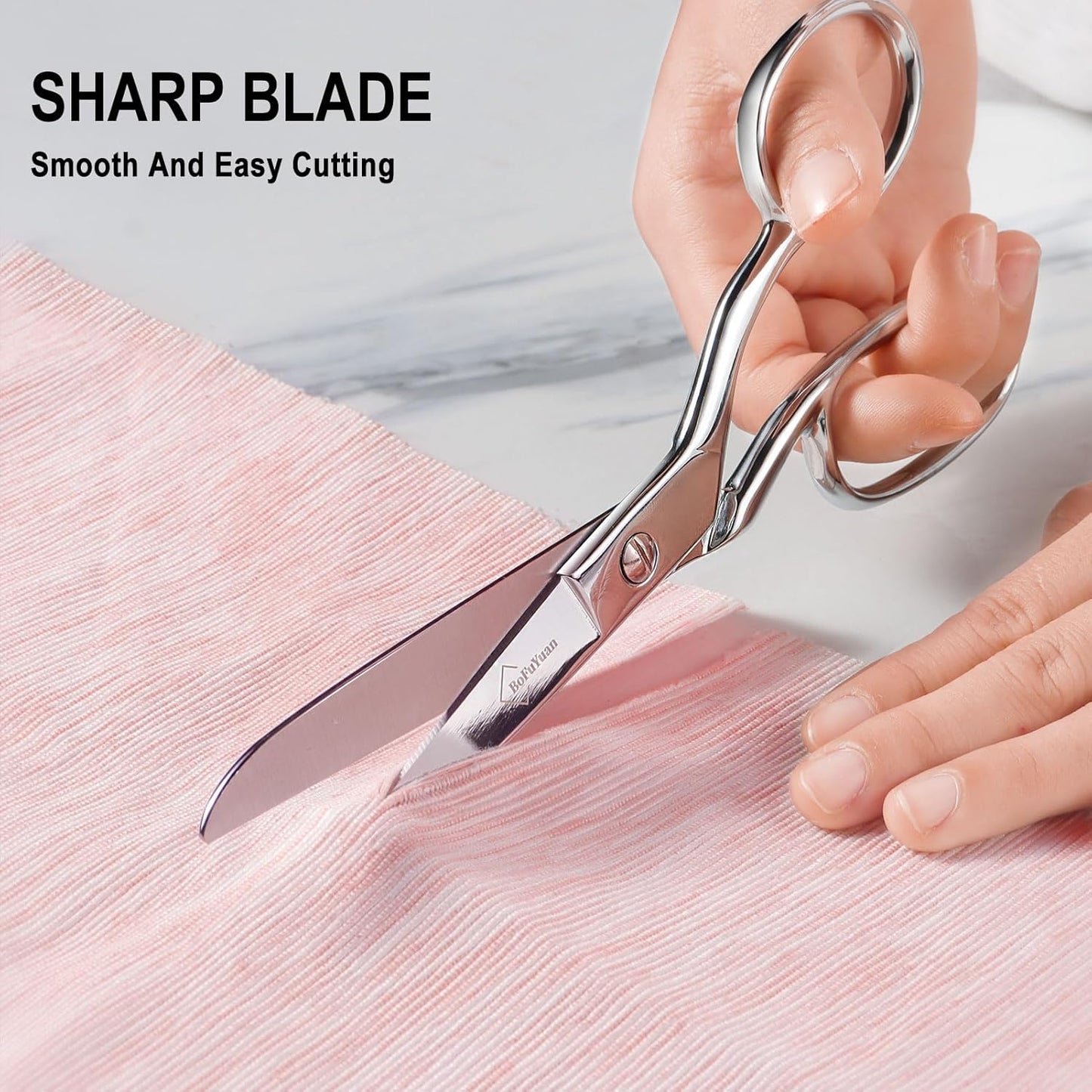 Stainless Steel Fabric Scissors – Professional Senior Tailor Sewing Scissors, Sharp Durable, Easily Cut Multiple Layers Fabrics, 8-Inch