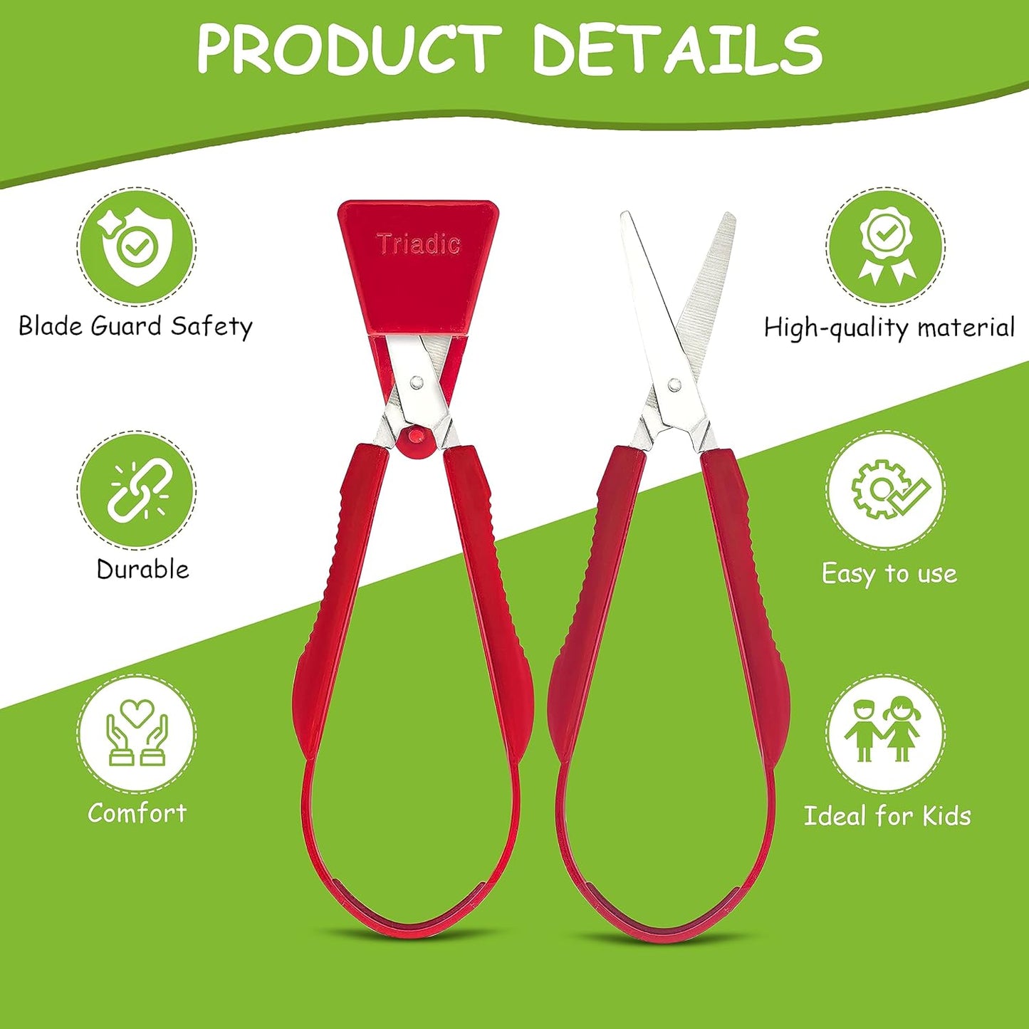 Loop Scissors for Kids with Safety Shield, Right or Left Handed for Preschools, Schools, Classrooms, Adaptive and Special Needs Children (1)