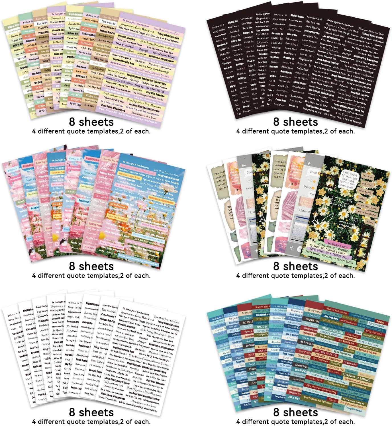 2346PCS Quote Stickers,48 Sheets Scrapbook Supplies Kit Word Stickers for Journaling, Card Making, Vision Board Supplies for Adults Crafting