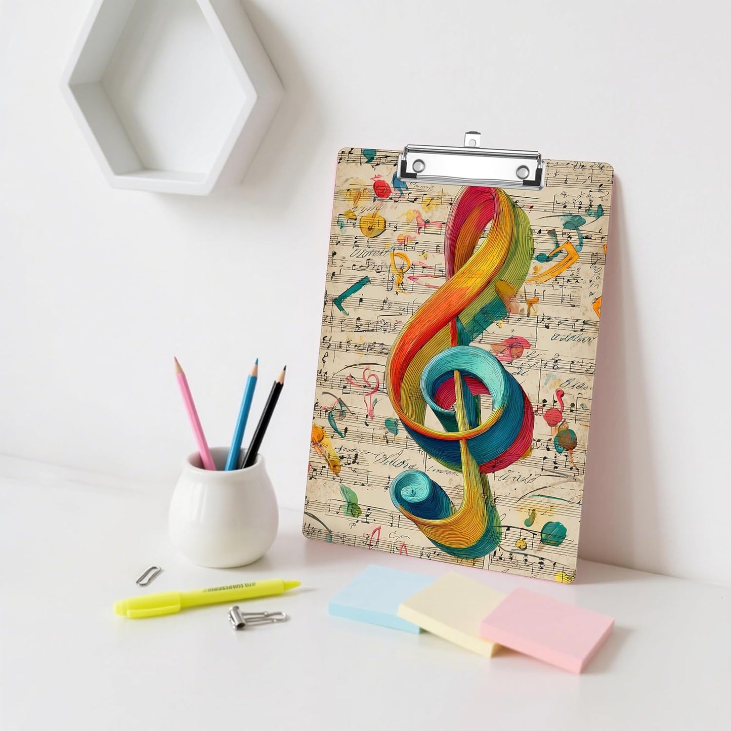 Music Note Plastic Clipboards,Decorative Plastic Acrylic Clipboard for Teacher Social Worker Students Office Supplies 8 * 12