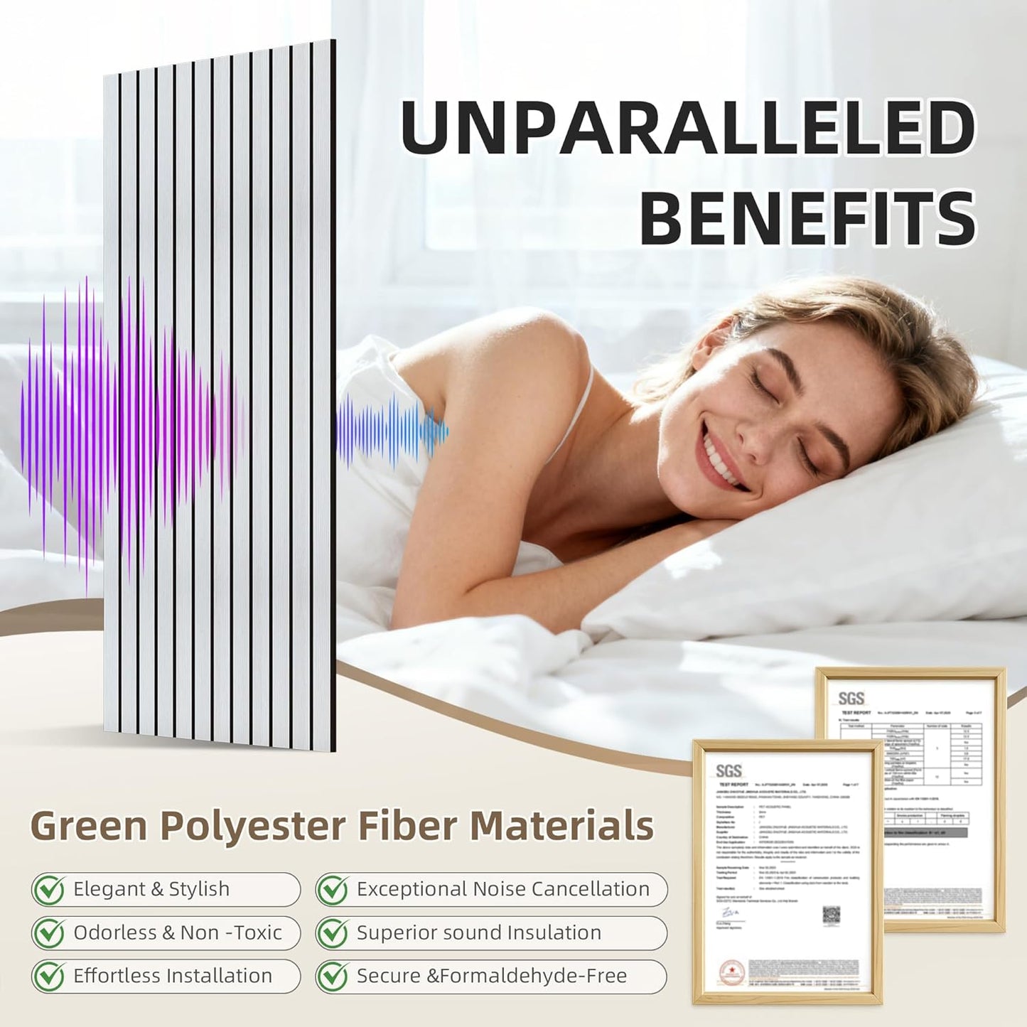 TO-TH Wood-Look Acoustic Panel, 4 Pack 47.2” x 23.6” Soundproof Wall Panels, Decorative Sound Absorbers Large Acoustic Panels for Home, Office, Basement, White Oak