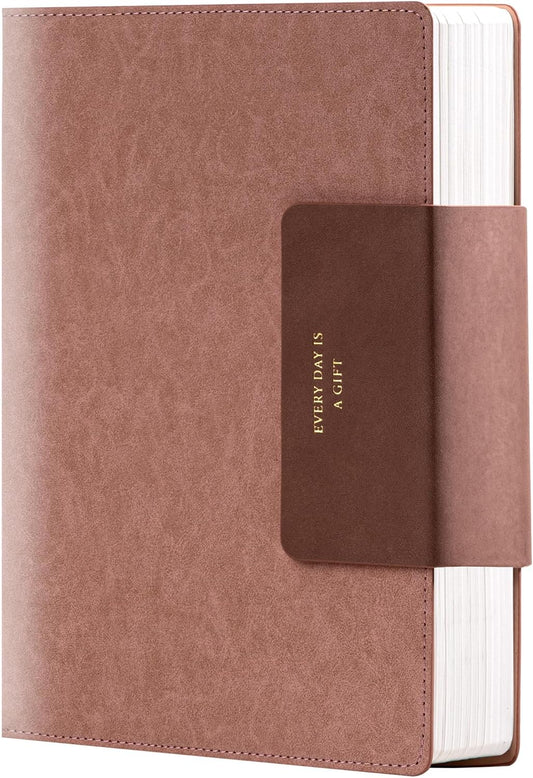 MINICAGIE Lined Leather Journals for Writing A5 Journaling Notebooks with 100 GSM Thick Paper Journal Notebook for Men & Women with Buckle Closure, Work Travel Note Taking Diary, 5.7" x 8.3", Pink