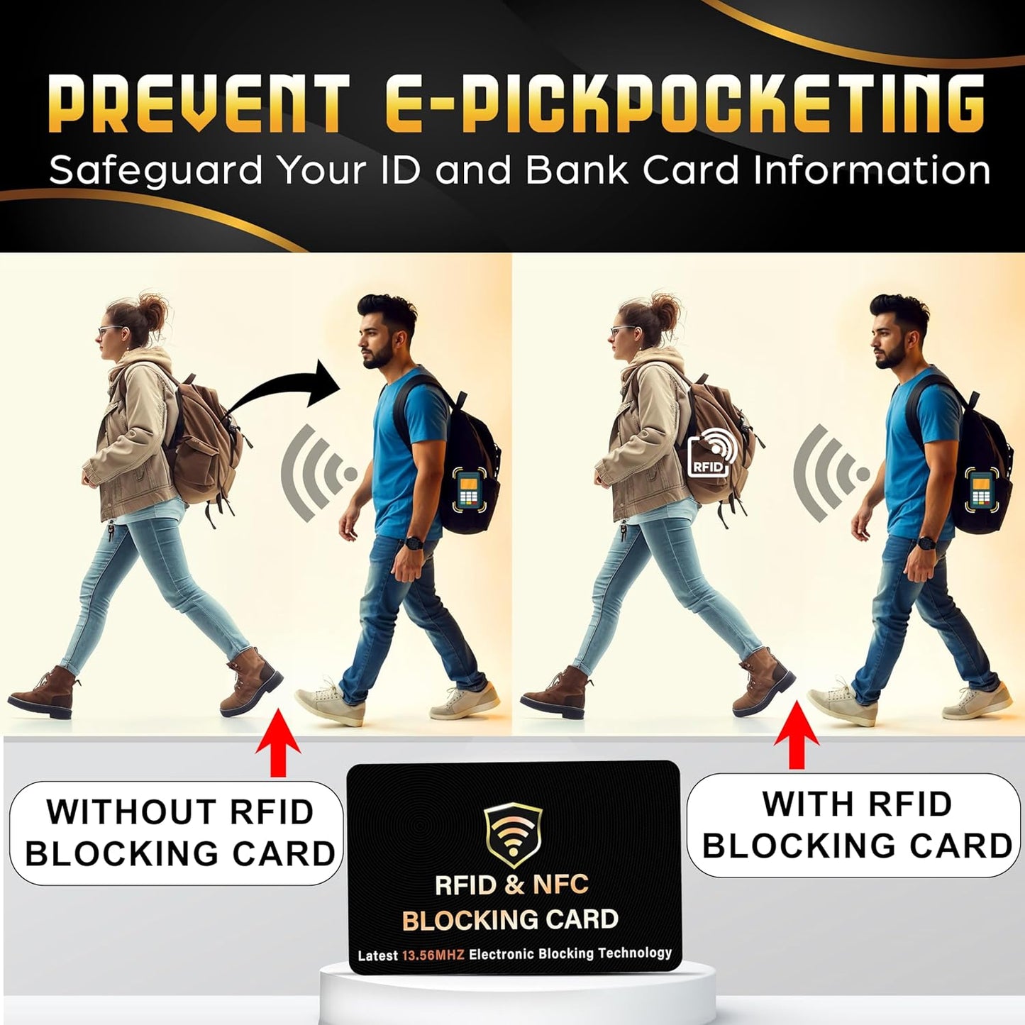 SaiTech IT 3 Pack RFID Blocking Card, One Card Protects Entire Wallet Purse, NFC Contactless Bank Debit Credit Card Protector ID ATM Guard Card Blocker–(Black)