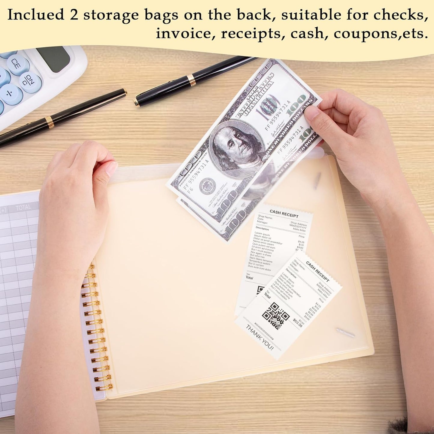 Accounting Ledger Book for Small Business & Personal Use, Horizontal Expense Tracker Notebook Ledger Book for Bookkeeping, Financial Income and Expense Log Book 10.2" x 8", Light Yellow