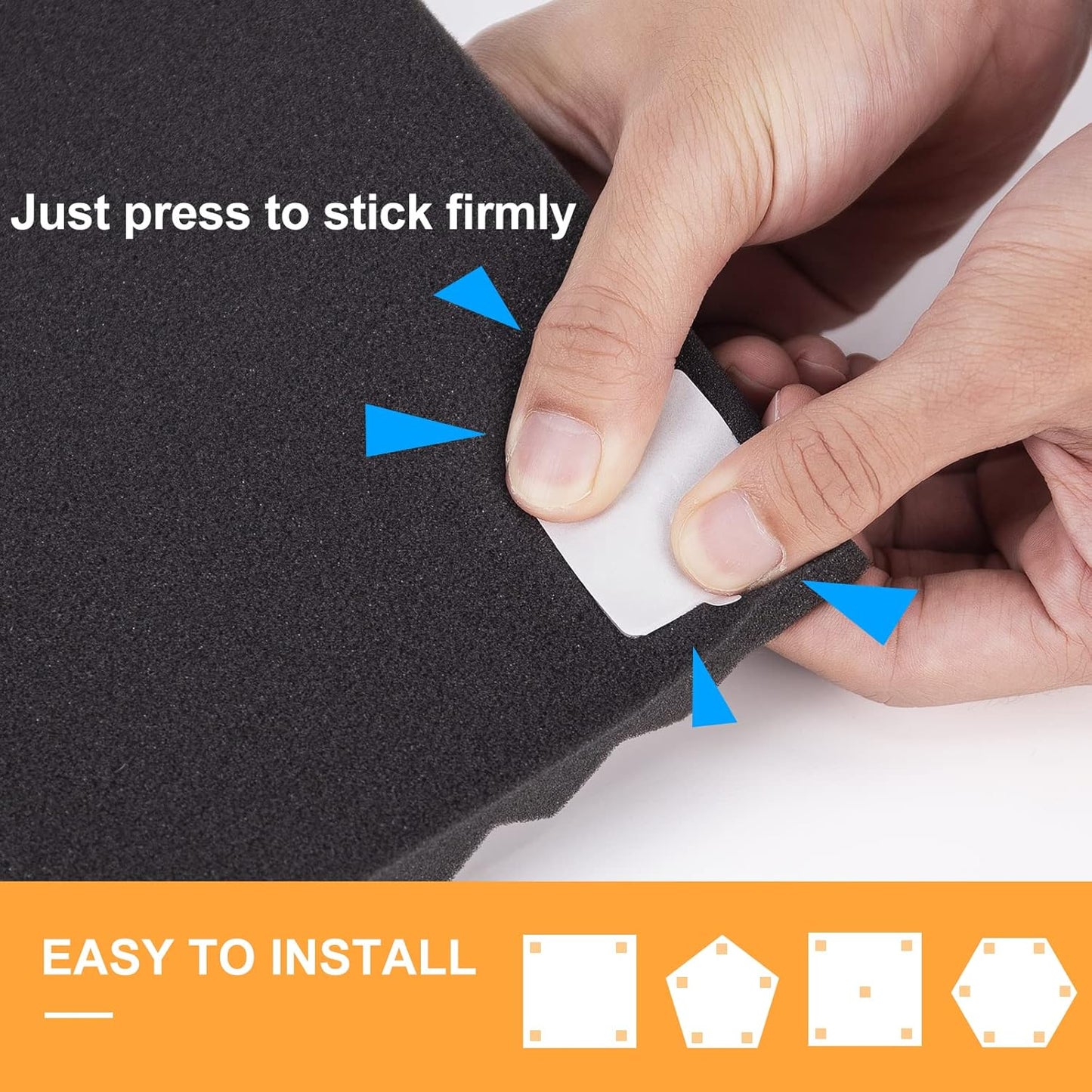 Sonicism 240 Pack Pyramid Double Sided Tape Squares for Acoustic Foam Sheets, Heavy Duty Wall Mounting Tape Squares for Polyester Foam Acoustic Panels, 1.4-in Squares, Transparent