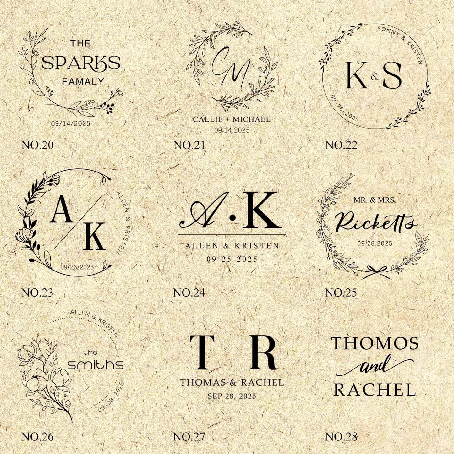 Wedding Embosser Custom - Embosser Stamp Custom for Card, Napkin, Invitation and Envelope, Personalized Wedding Stamp with Name, Initials and Logo - Wedding 04