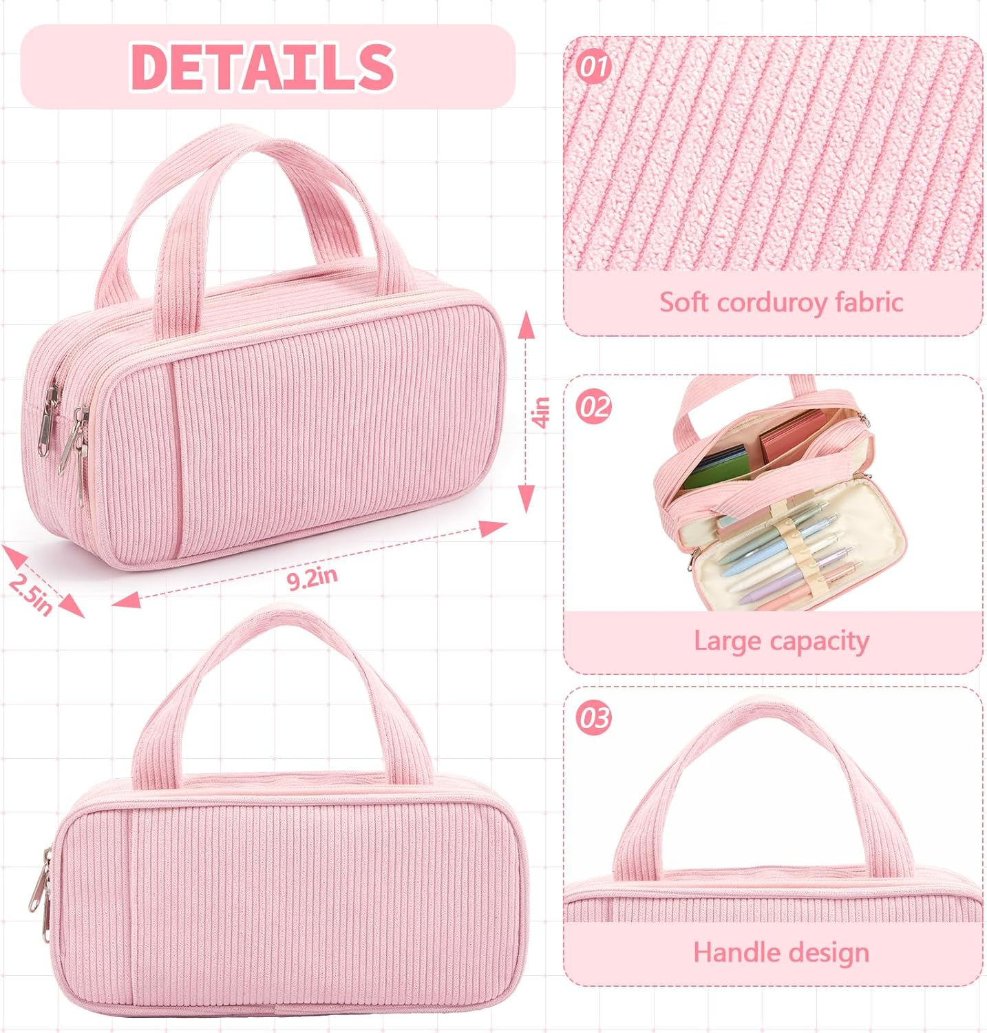 Jutom 39 Pcs Aesthetic Book Annotation Kit Highlighter with Pencil Case Bag Gel Pen Transparent Sticky Note Taking Bible Study College School Supplies(Pink,Classic Style)