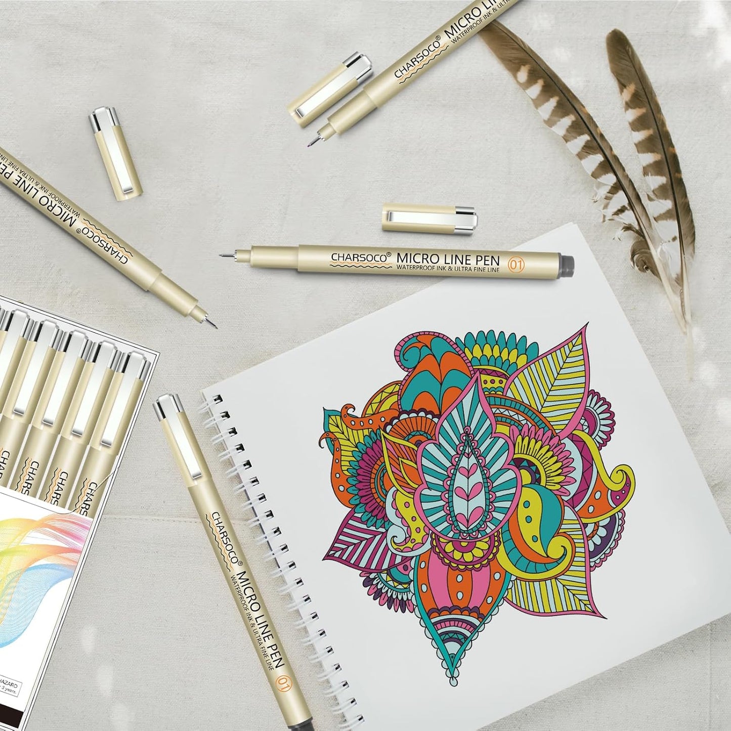 01 Micro Pen, 12 Colors Fine Point Pen, 0.25mm Waterproof Archival Ink, Fineliner Ink Pens for Artist Illustration, Sketching, Anime, Manga, Technical Drawing and Scrapbooking