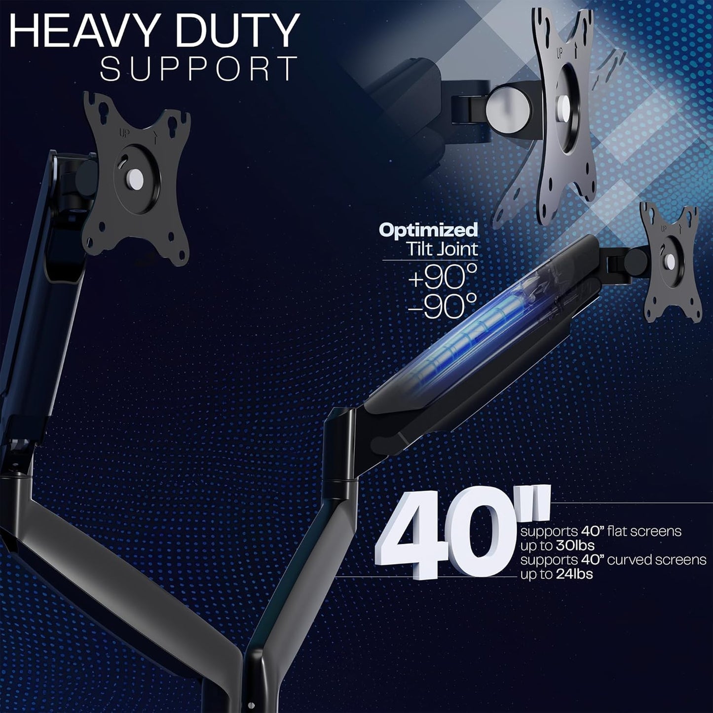 VIVO Premium Aluminum Heavy Duty Dual Monitor Arm for Ultrawide Monitors up to 40 inches and 30 lbs Each, Desk Mount Stand, Pneumatic Height, Max VESA 100x100, Black, STAND-V220Q