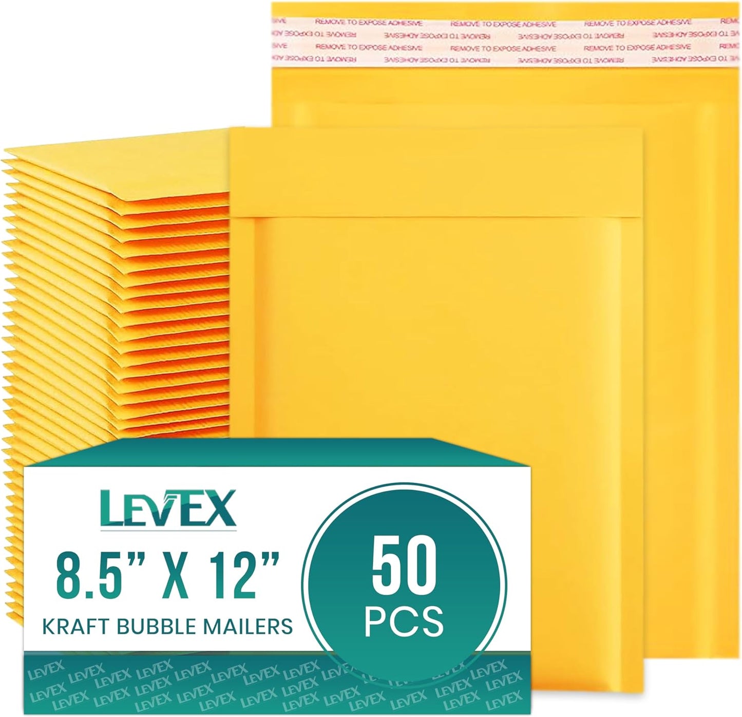 Levex - #2 8.5" x 12 [50 Pack) Kraft Bubble Mailers, Padded Envelope Mailers, Packing Envelope & Mailing Bags for Shipping