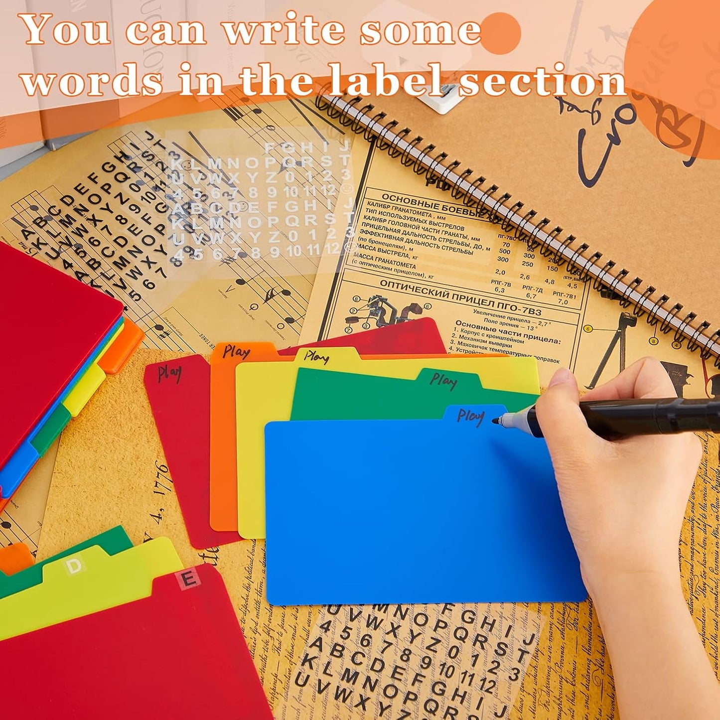 Lewtemi 50 Pcs Index Card Dividers 4 x 6 Inch Index Card Dividers with Tabs Guides with 2 Pcs Alphabet Number Stickers for Office Recipe Business (Assorted Color)