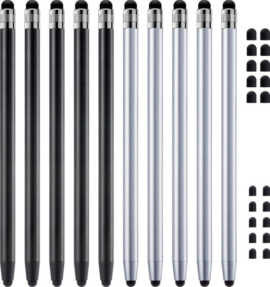 Stylus Pen for Touchscreen, ChaoQ 10pcs High Sensitivity and Precision Stylus Pen for iPad iPhone Android Compatible with All Touch Screens (Black/Silver)