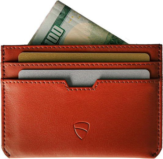 Vaultskin MOORGATE Slim Card Holder - Minimalist Leather Wallet, RFID Blocking Sleeve, Fits Front Pocket, for Men and Women