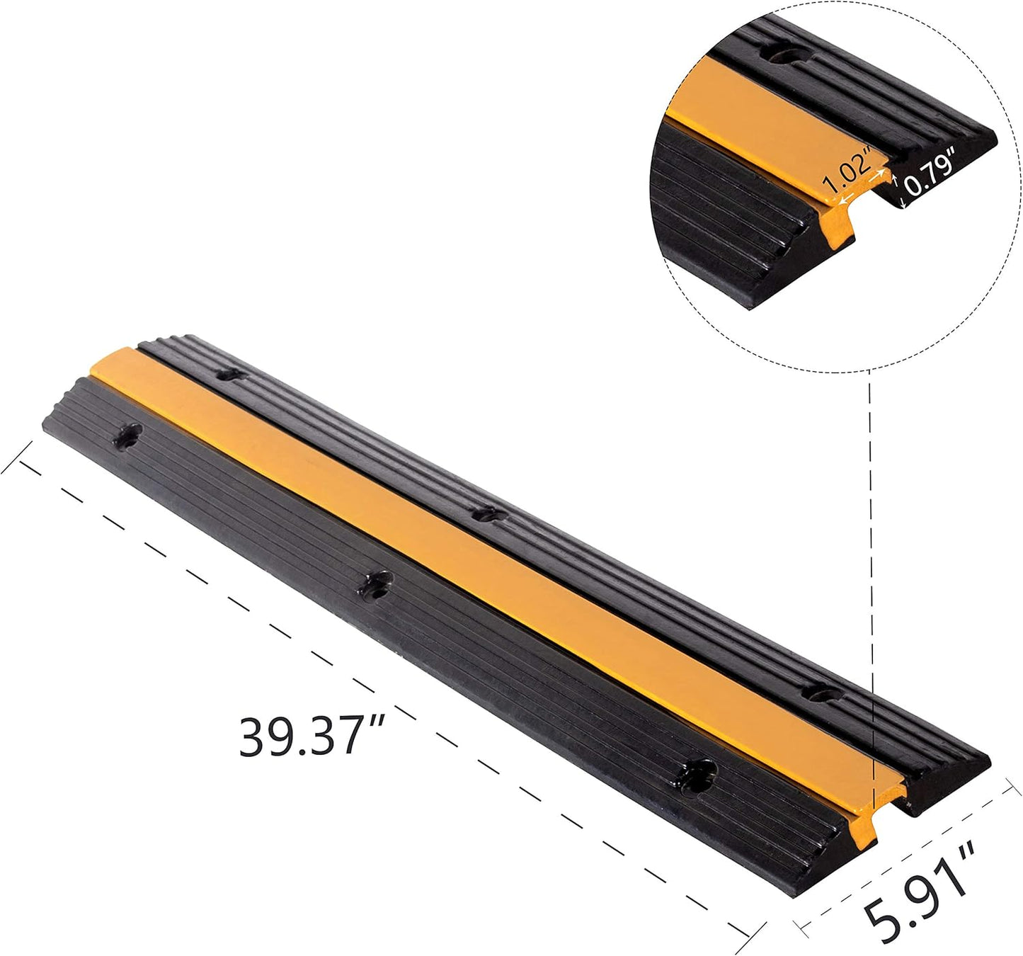 3 Pack Rubber Cable Ramp Hose Cable Protector Ramp 1 Channel 11000Lbs Load Capacity Traffic Speed Bump Wires Power Lines Extension Cord Cover for Indoor Outdoor